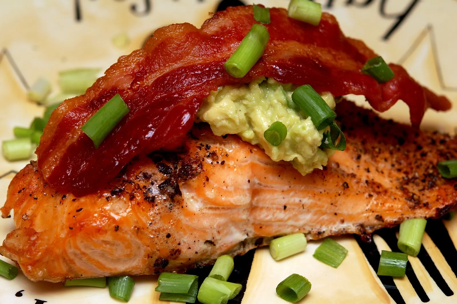Salmon with Bacon and Oyster Succotash