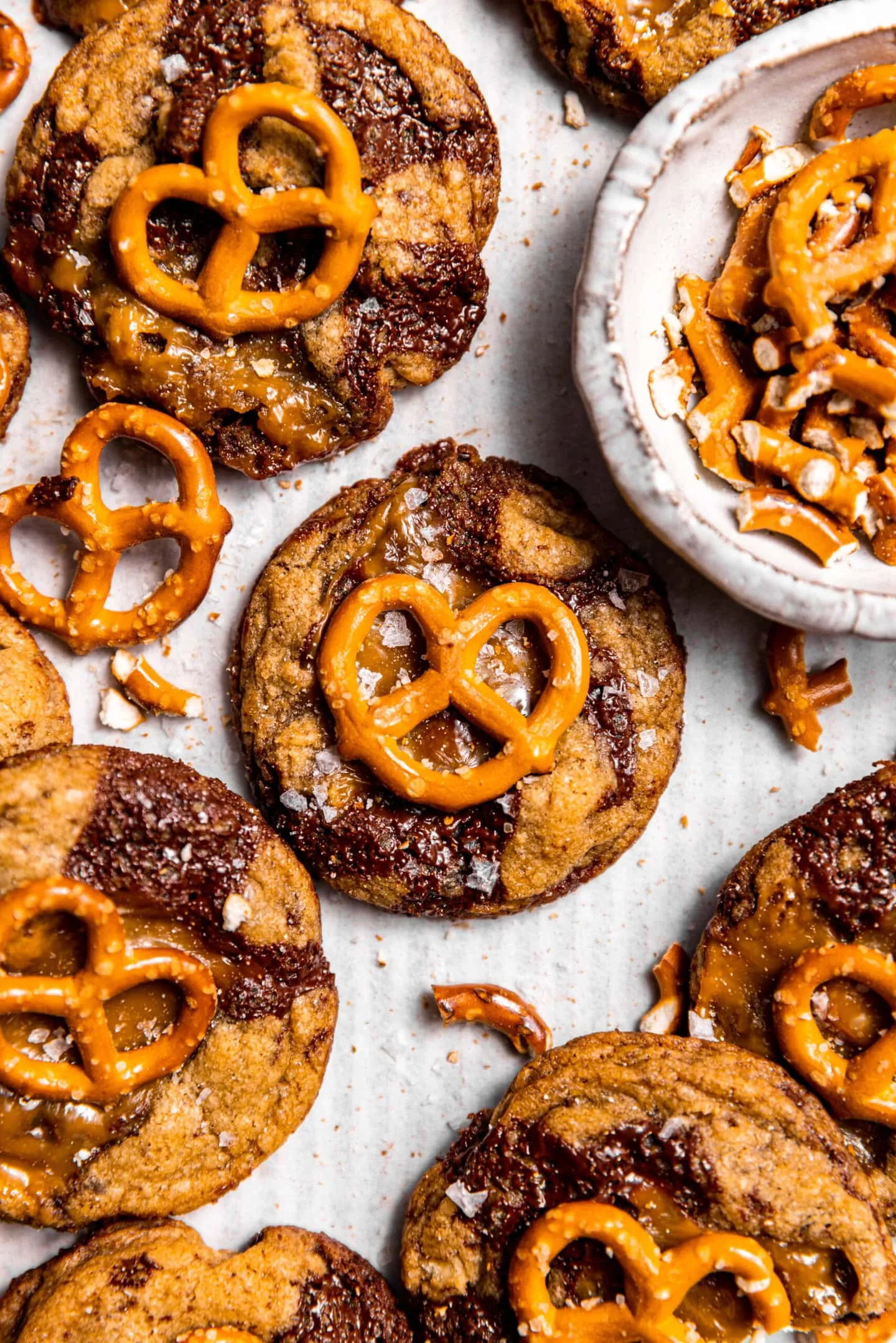 Salted Pretzel and Nutella Chip Cookies