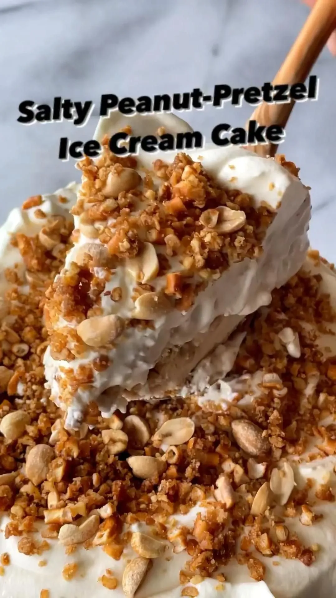 Salty Peanut Pretzel Ice Cream Cake