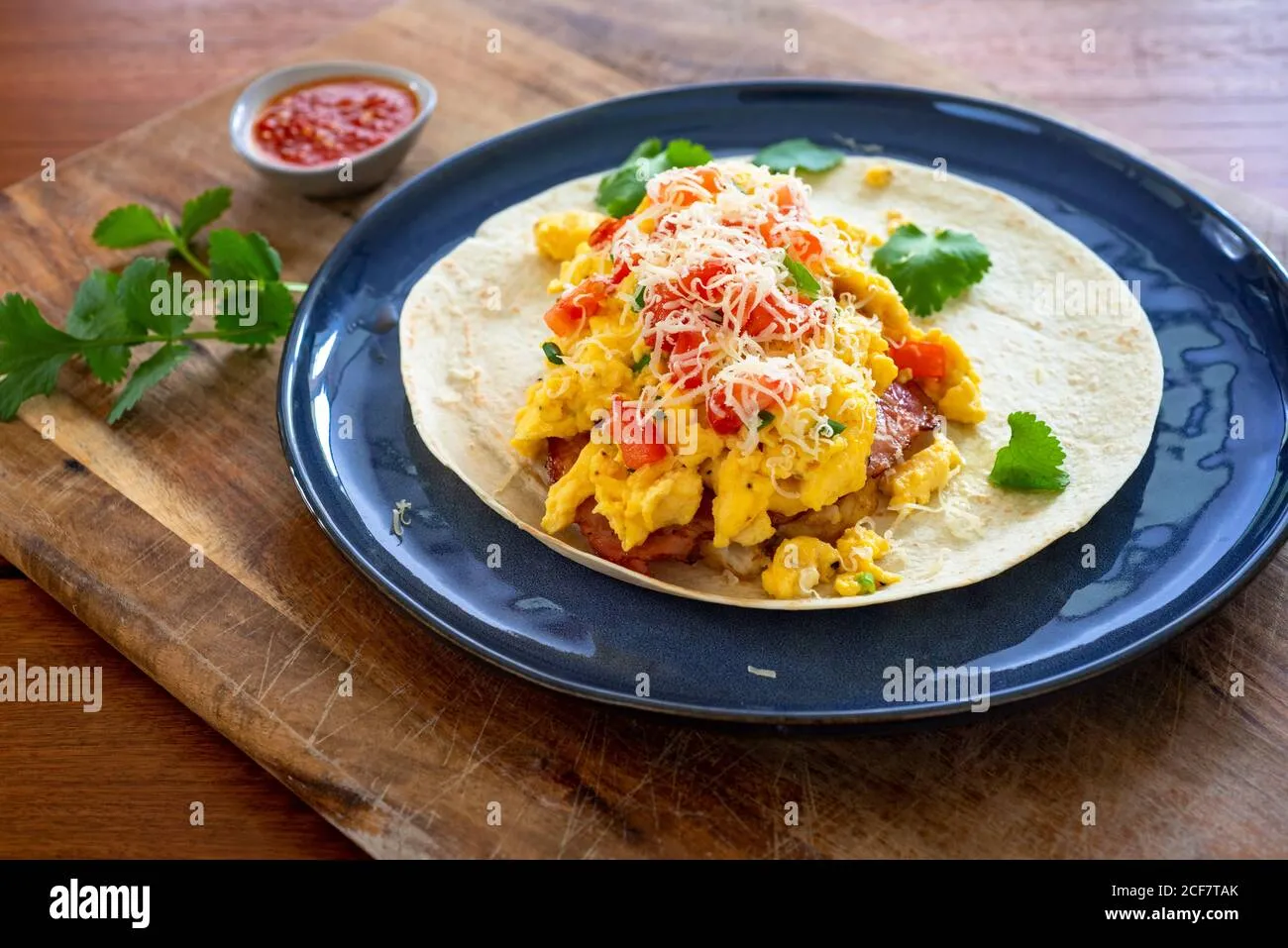 Scrambled Egg Roasted Tomato Breakfast Burrito