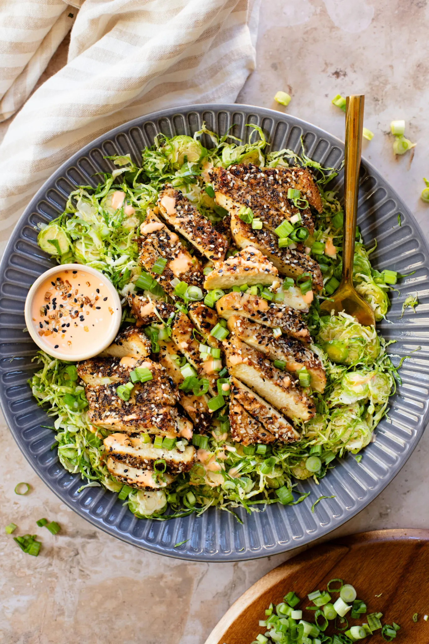Sesame Brussel Sprouts Tofu Bowl