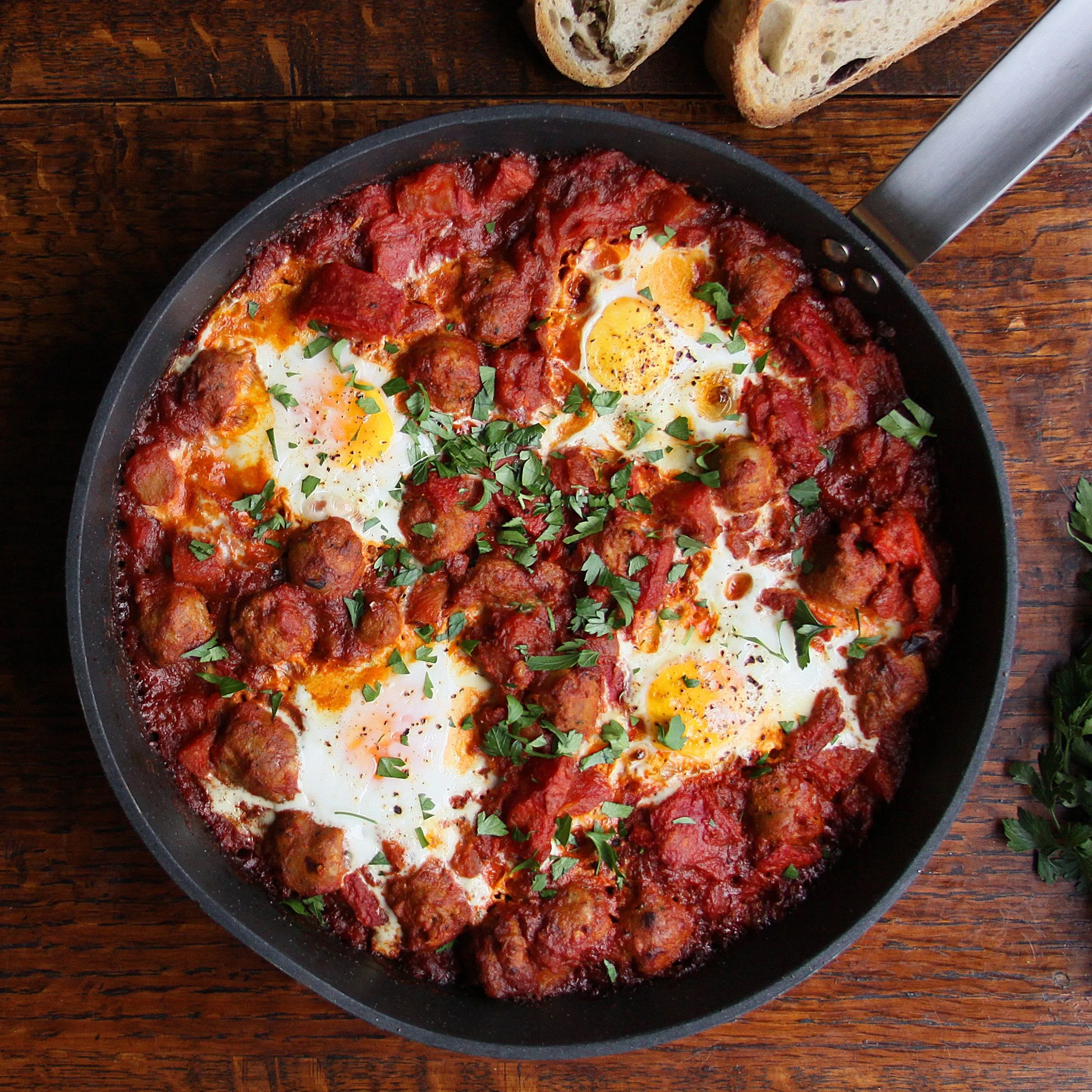 Shakshuka with Sausage and Vegetable Sauce