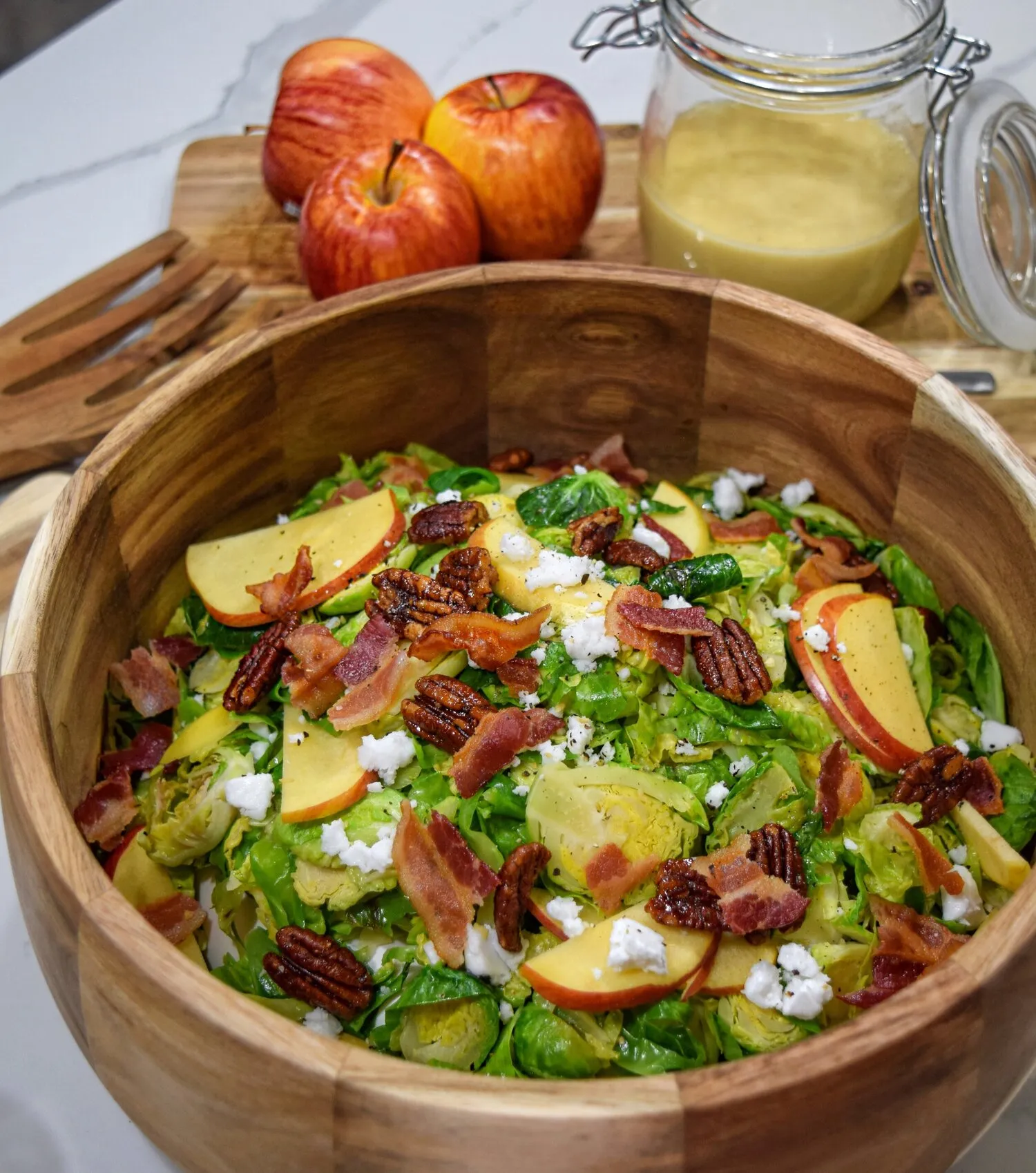 Shaved Brussels Sprout Apple Bacon Salad