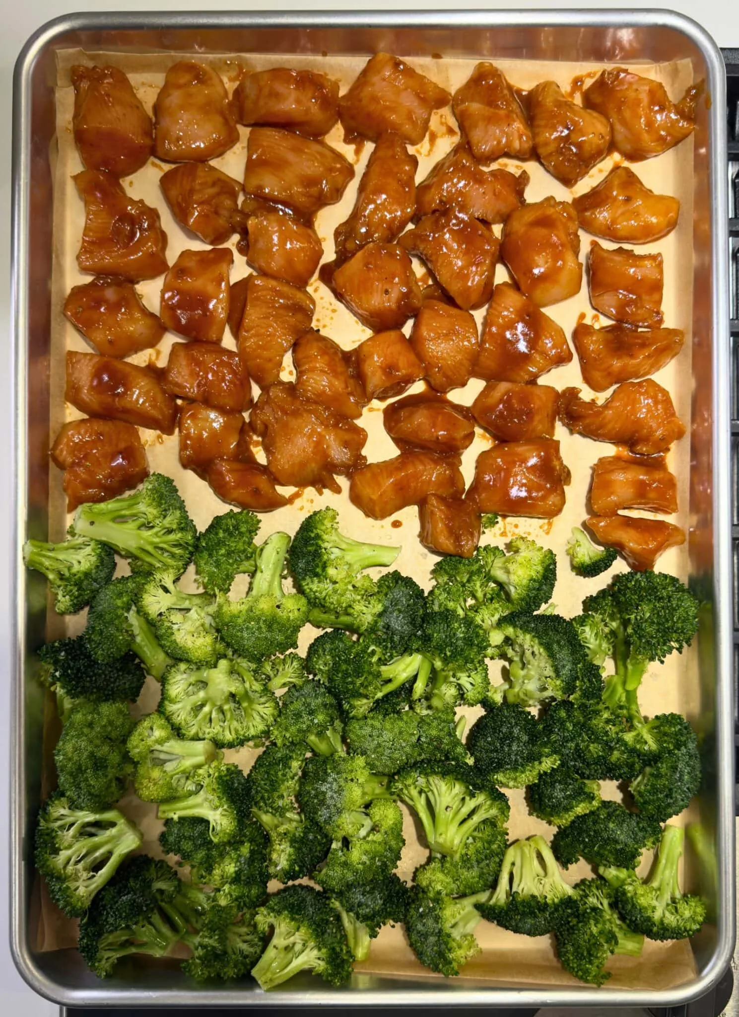 Sheet Pan Korean Chicken Bites and Broccoli
