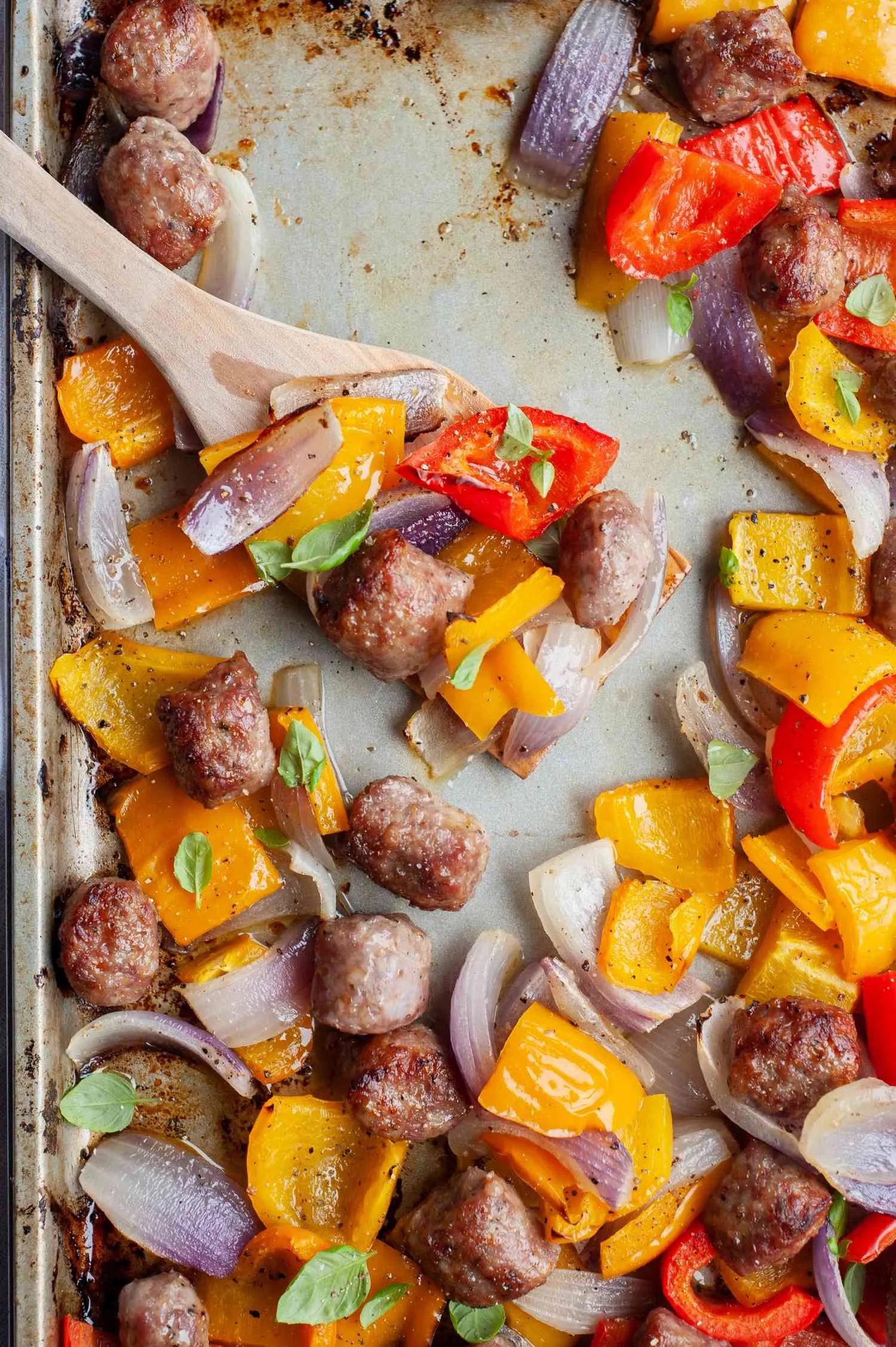 Sheet Pan Sausage and Peppers