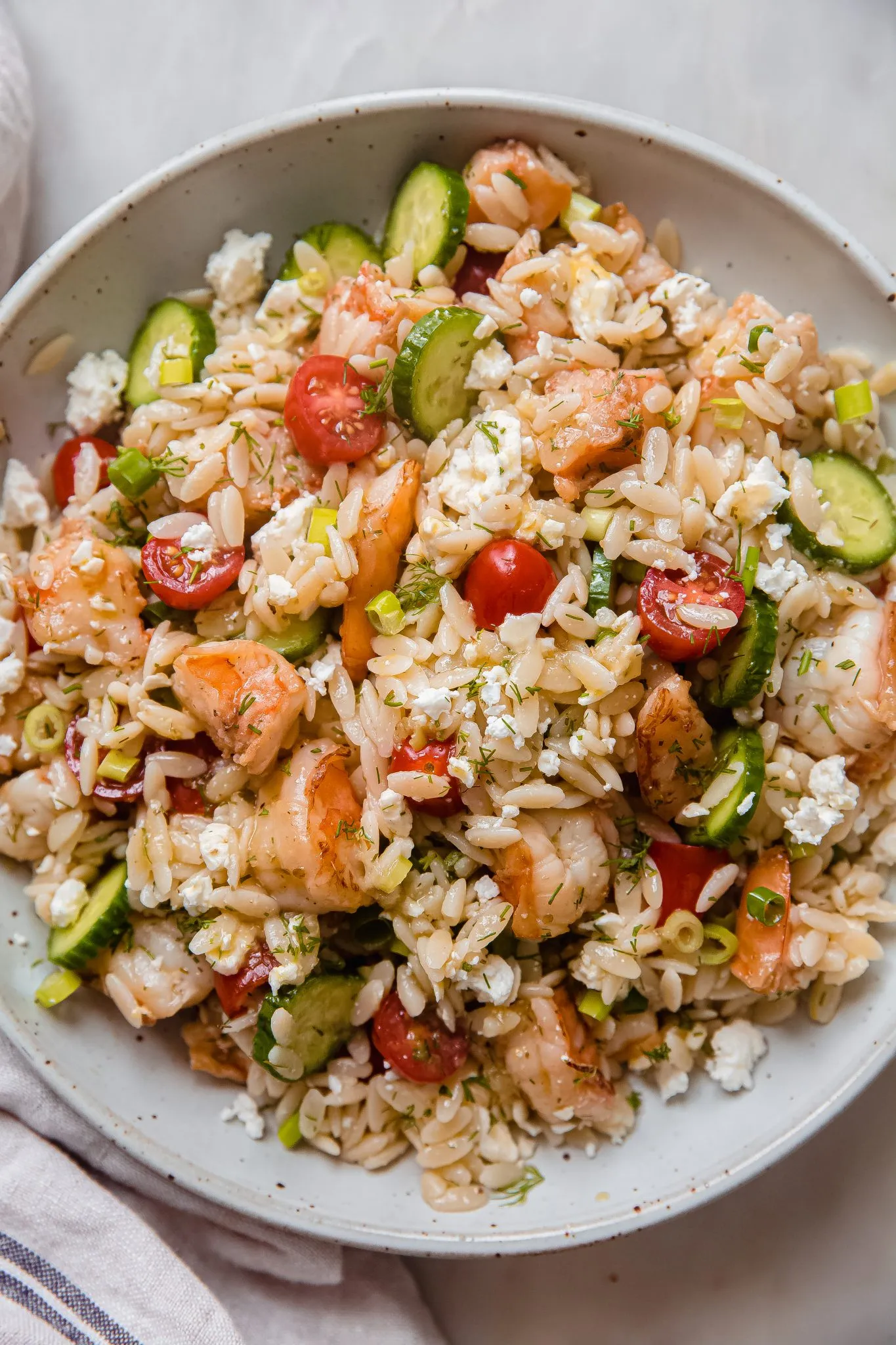 Shrimp Orzo Salad with Pesto