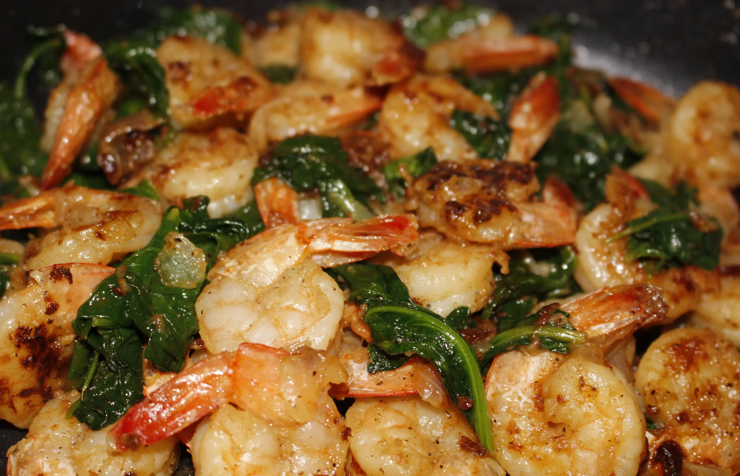 Shrimp and Sautéed Spinach