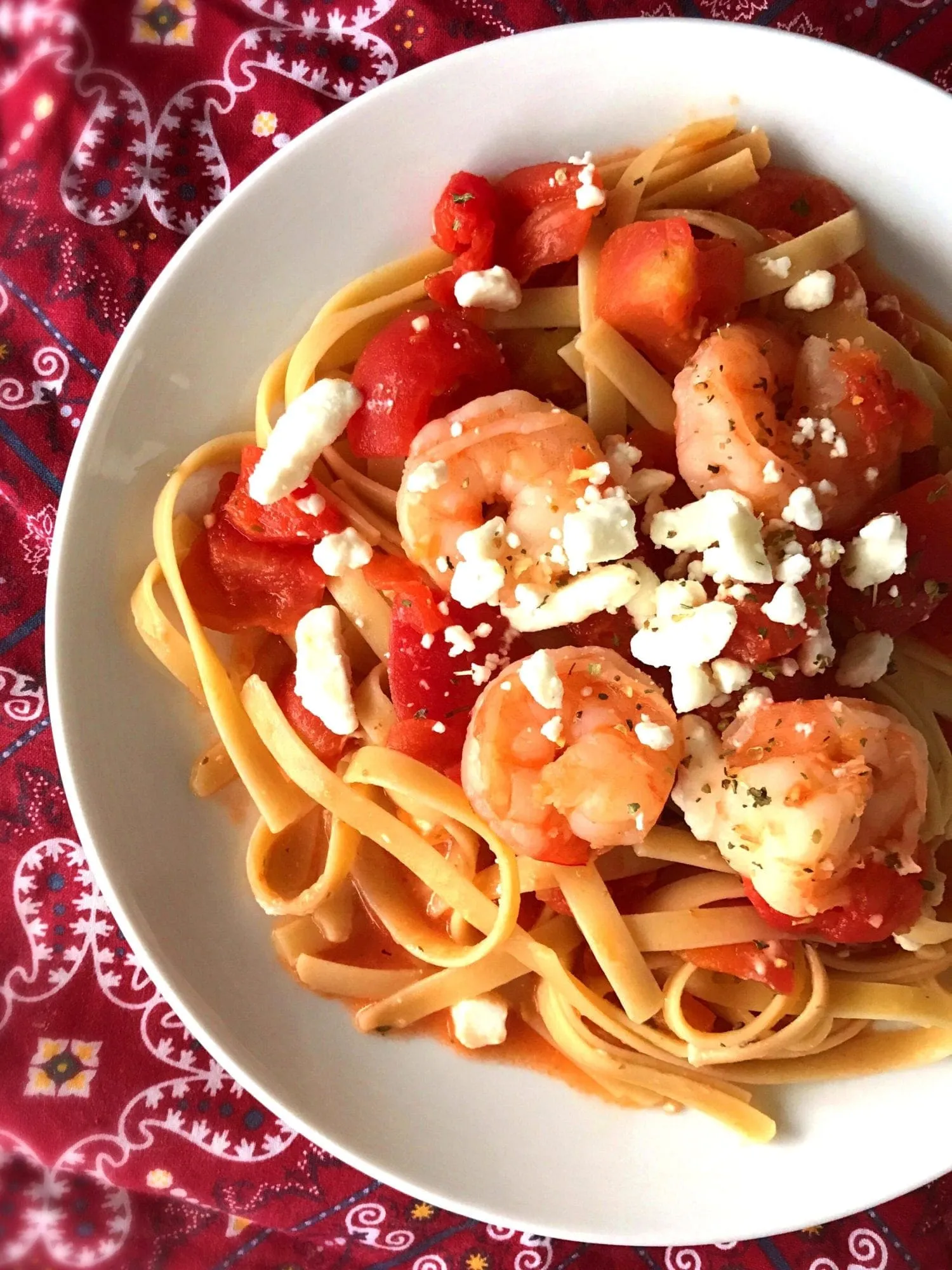 Shrimp with Tomato Sauce and Goat Cheese