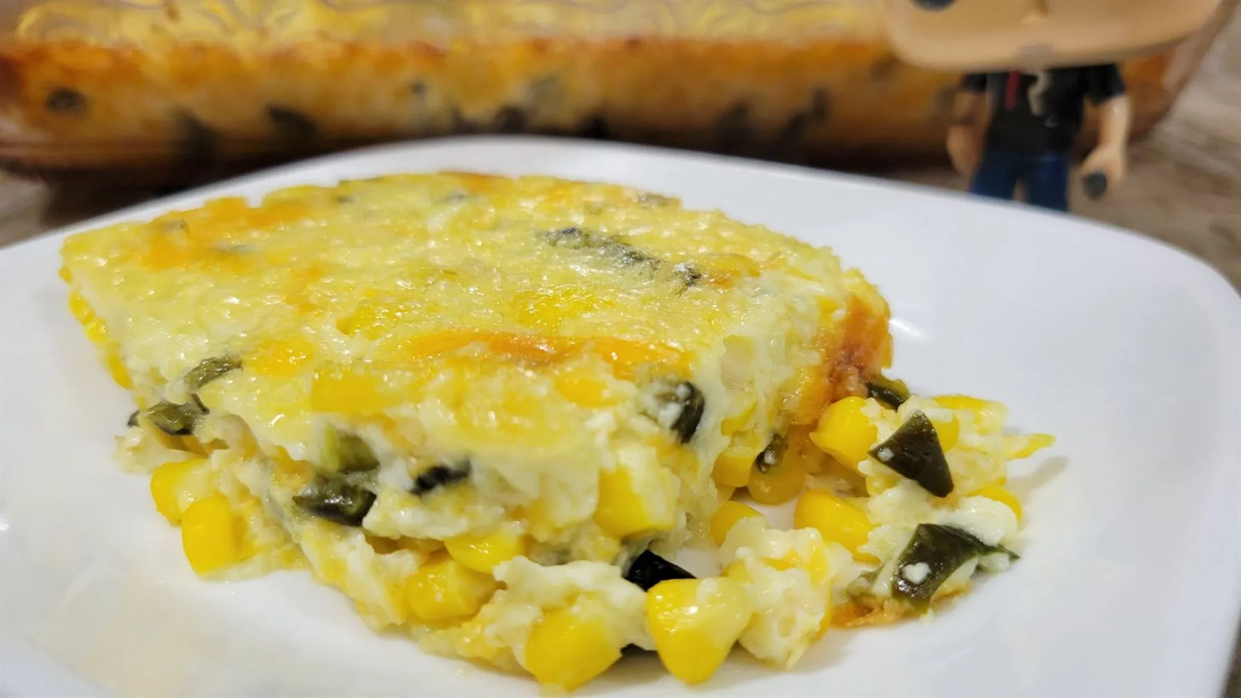 Skillet Corn Pudding with Poblano Peppers