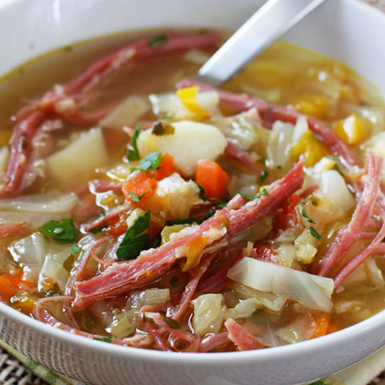 Skinny Leftover Corned Beef Cabbage Soup
