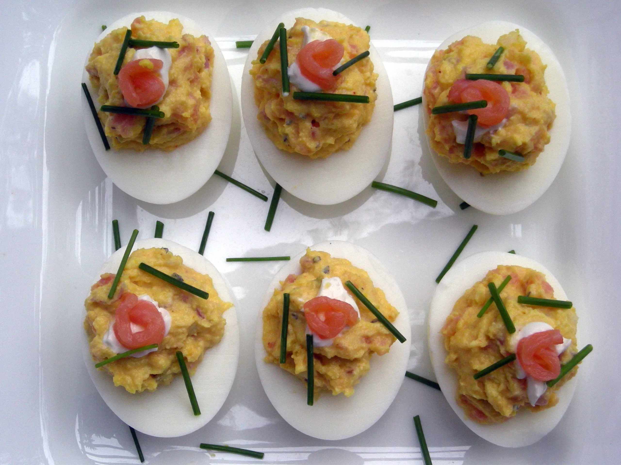 Skinny Salmon Stuffed Eggs