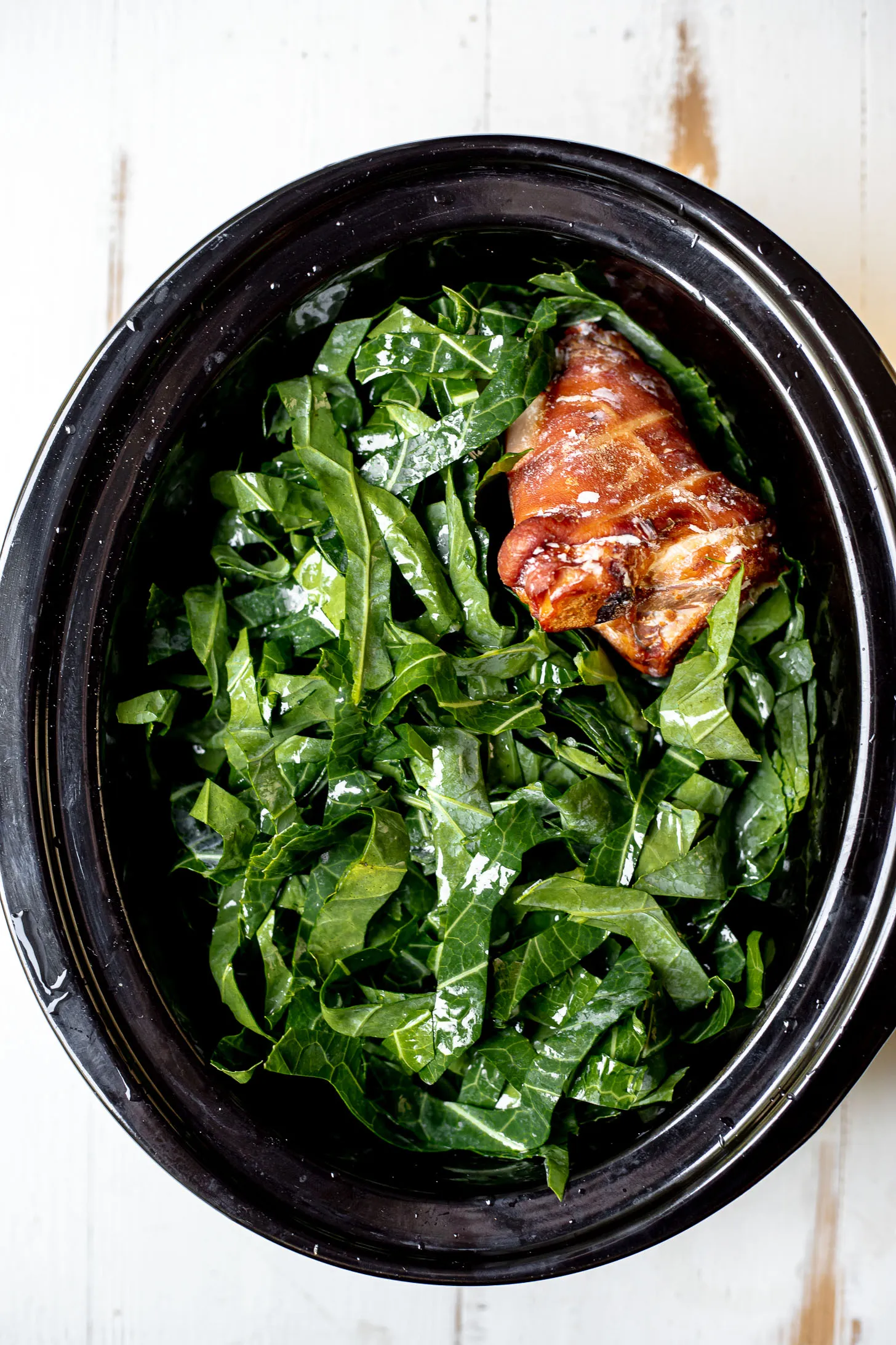 Slow Cooker Collard Greens with Ham Hocks