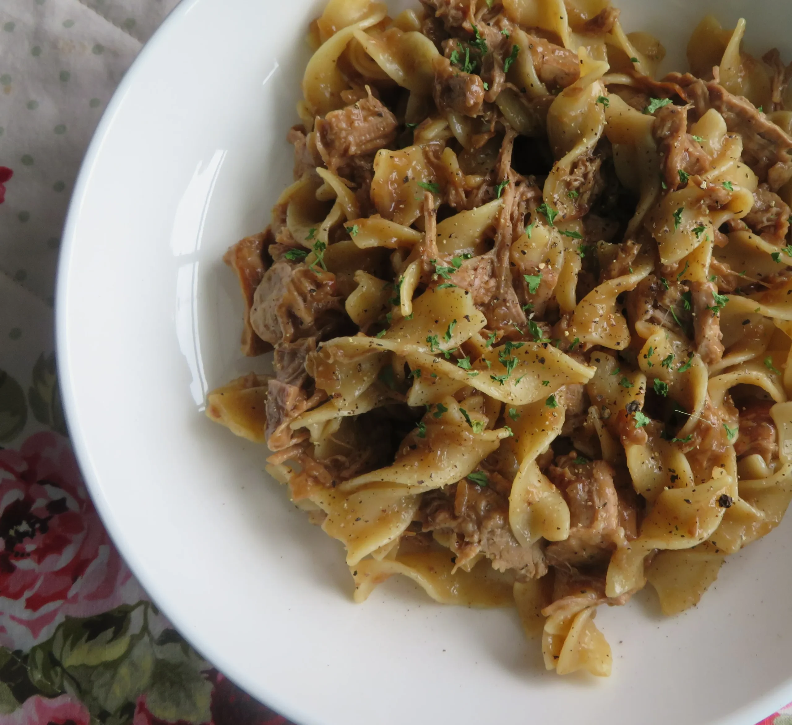 Slow Cooker Pork and Noodles