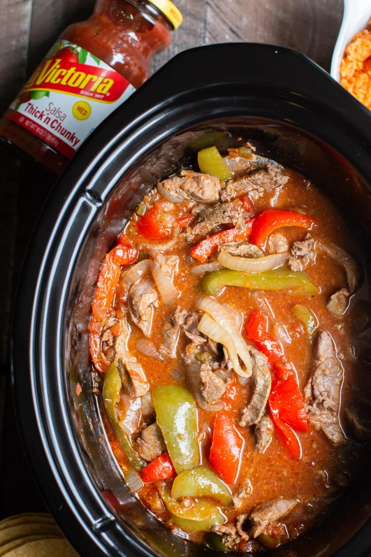 Slow Cooker Salsa Beef Fajitas