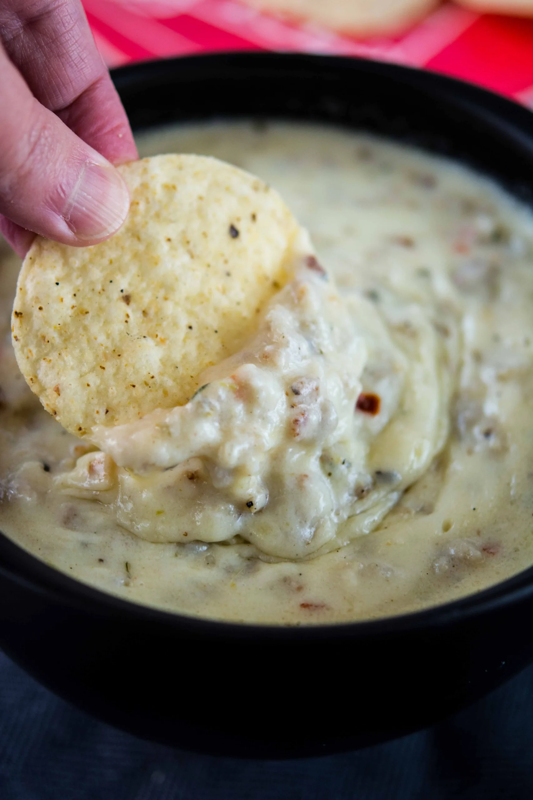 Slow Cooker Smoked Sausage Cheddar Cheese Dip