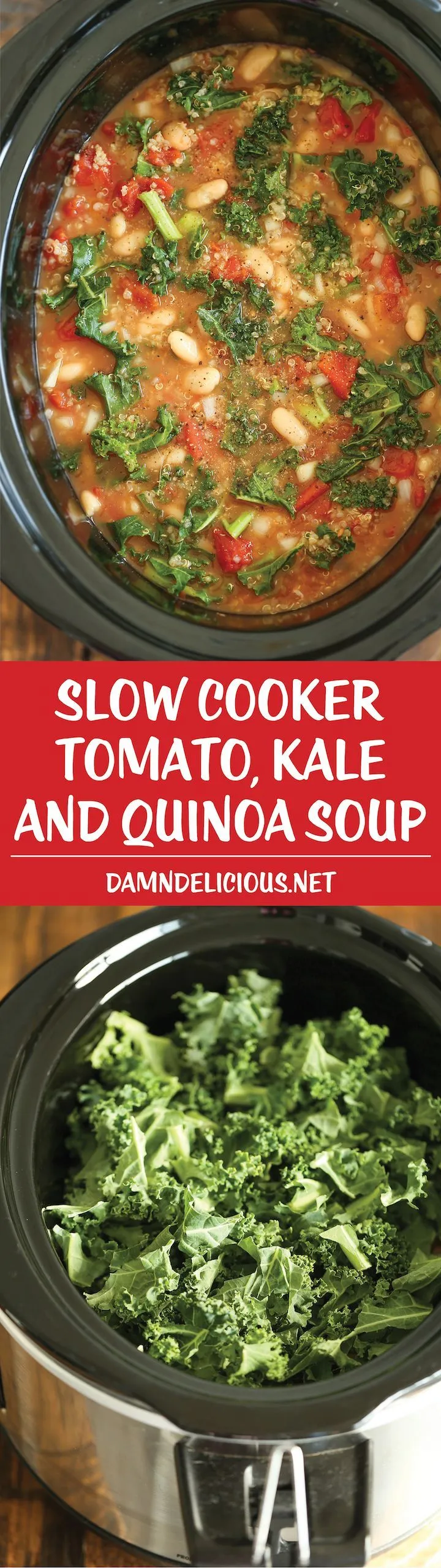 Slow Cooker Tomato Kale and Quinoa Soup