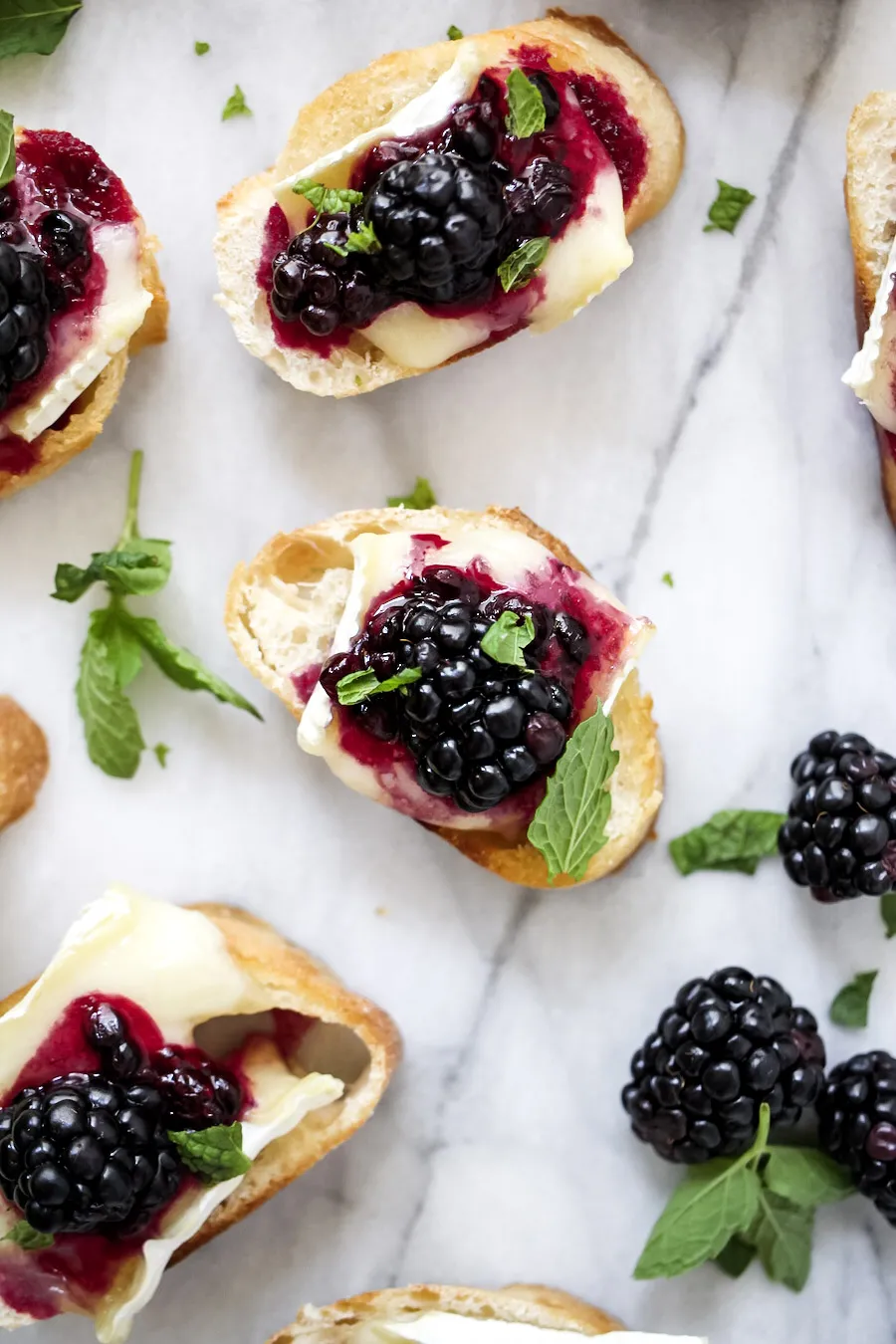 Smashed Blackberry and Brie Crostini