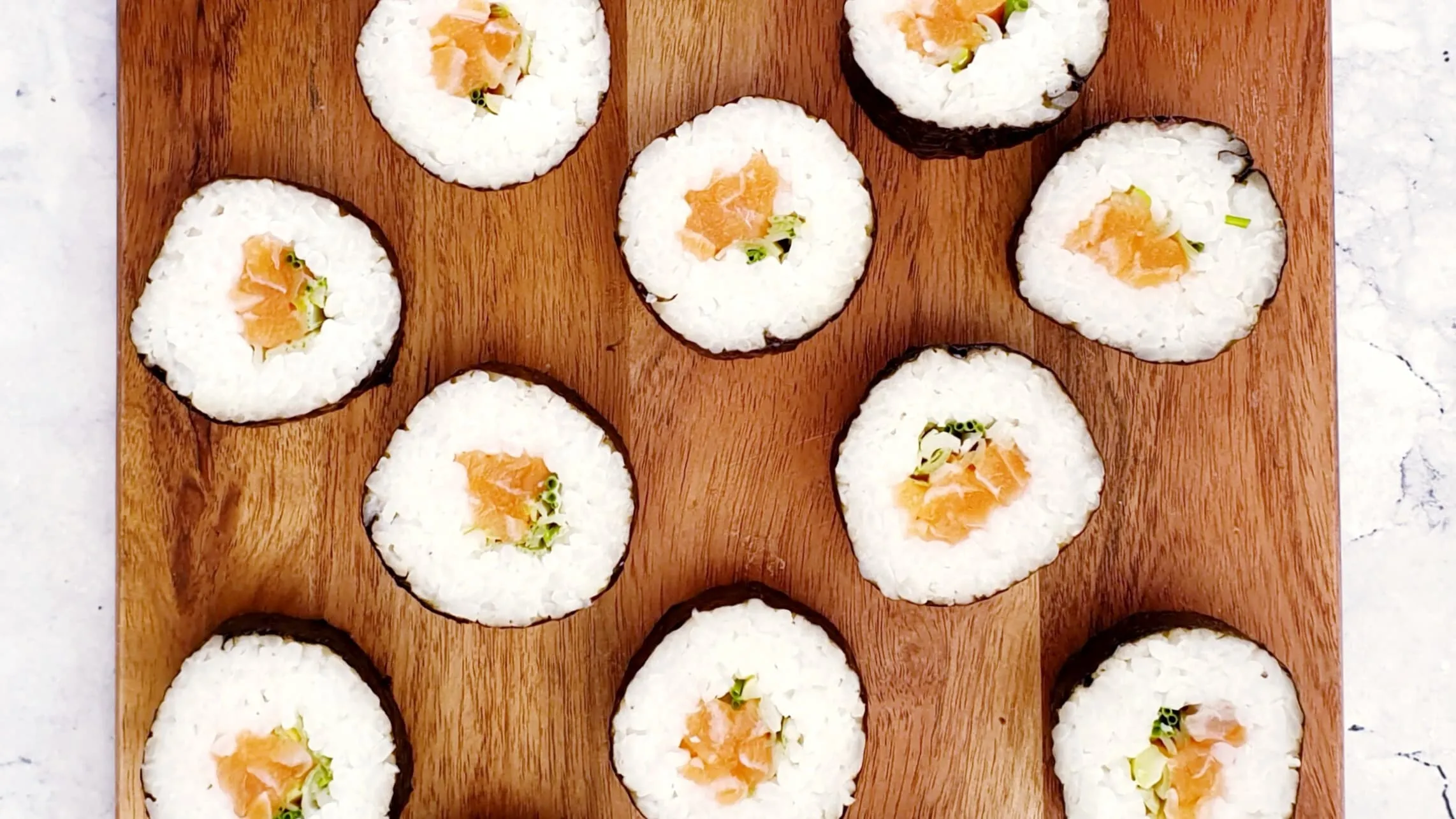 Smoked Salmon and Jicama Maki Sushi Rolls