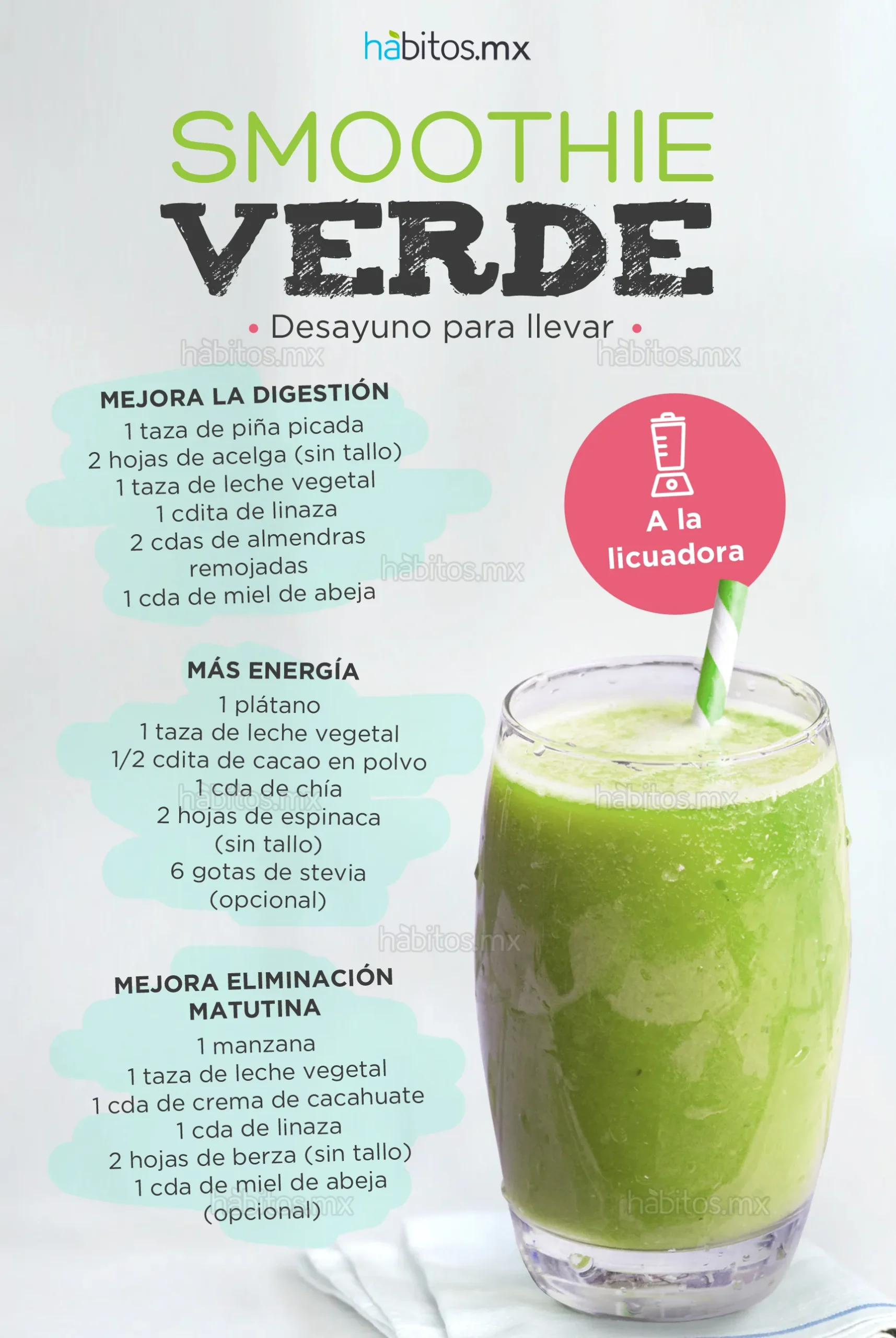 Smoothie Verde con Piña Naranja y Manzana Verde