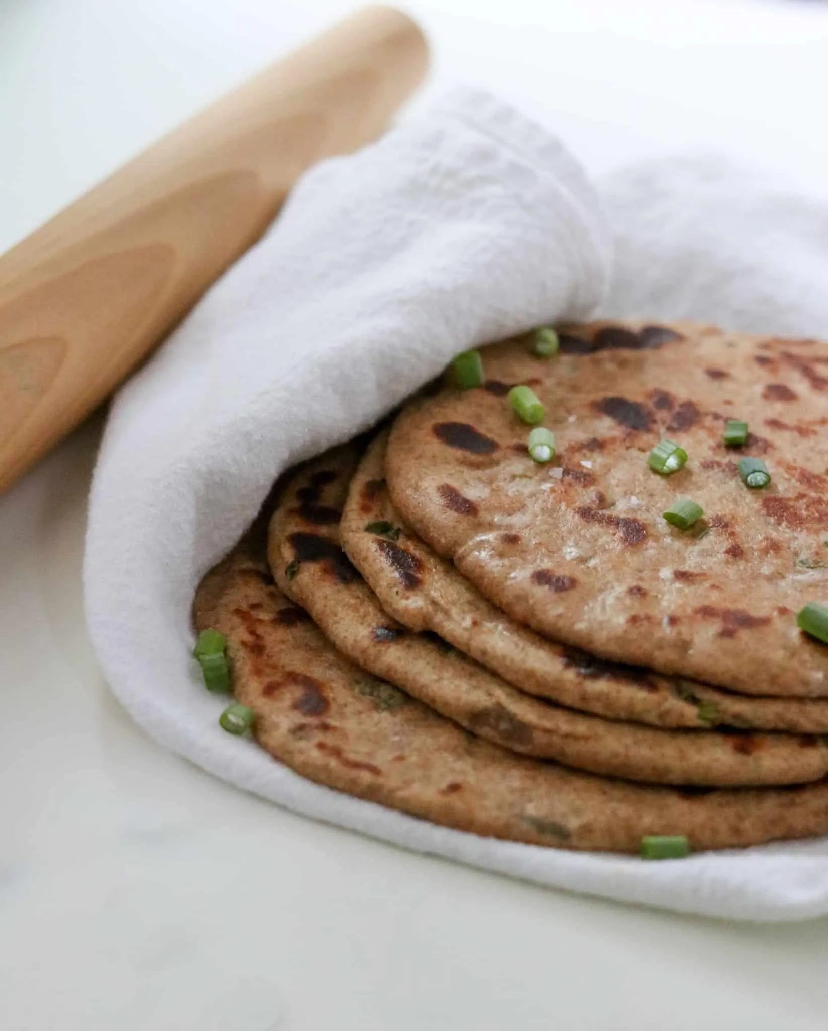 Soft Whole Wheat Rye Flatbreads with Scallions