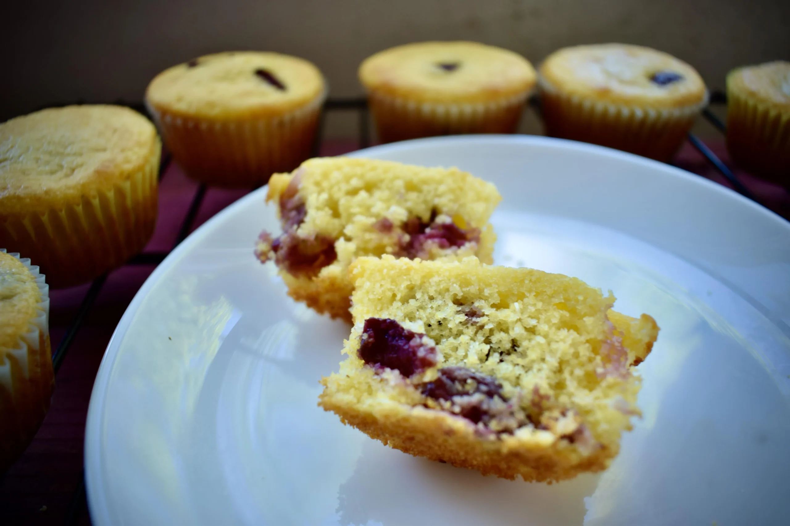 Sour Cherry Cornbread Muffins