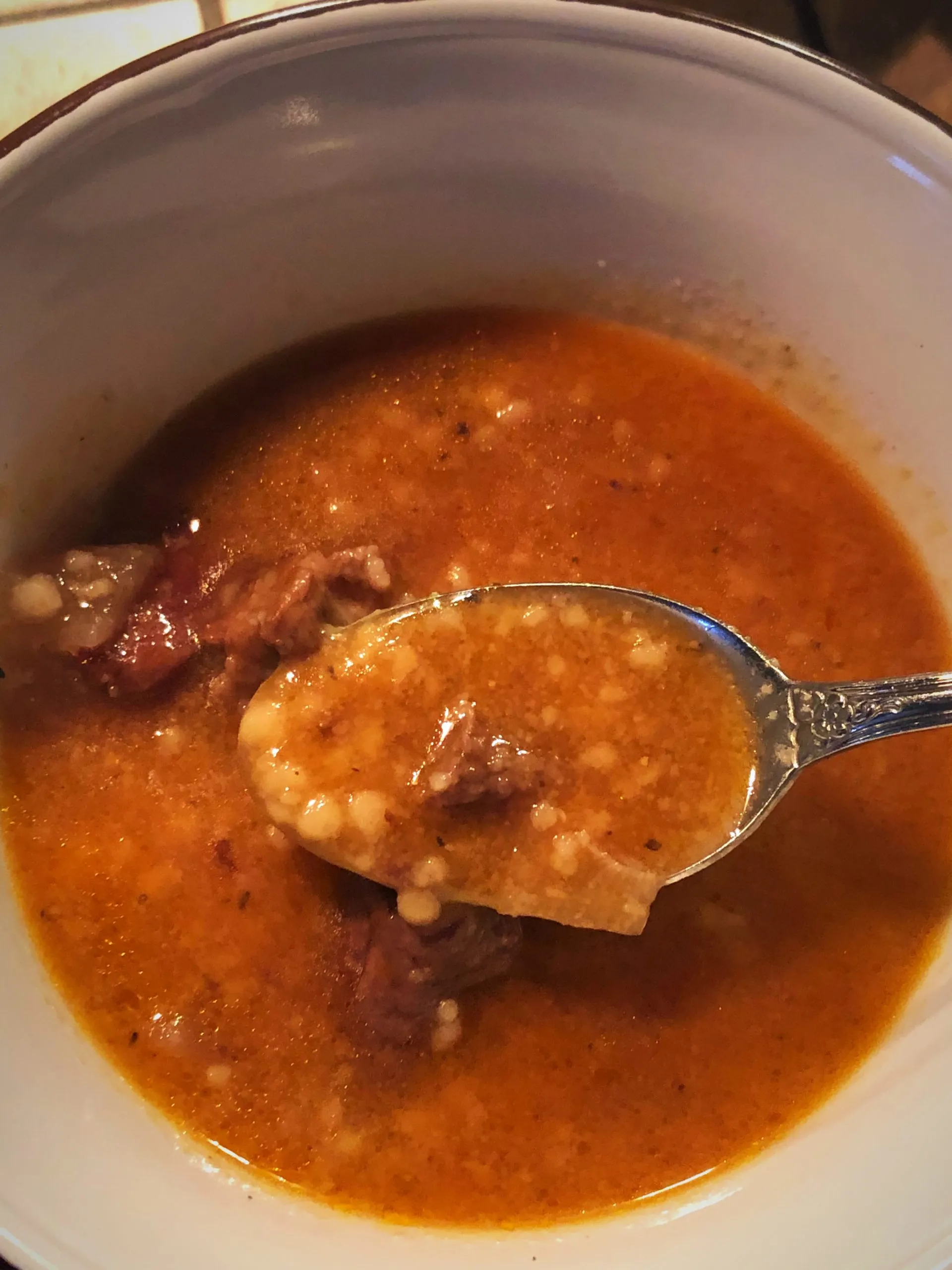 Sour Trahana Soup with Sausage