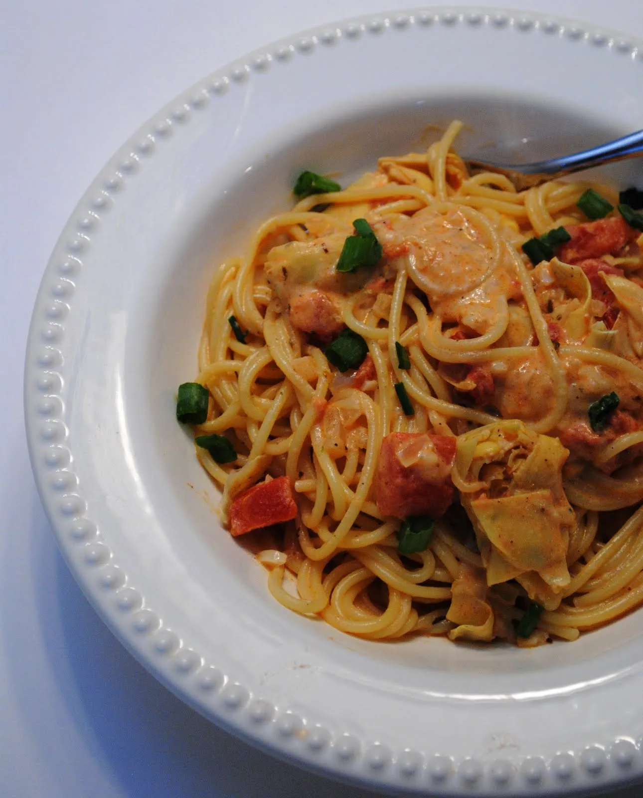 Spaghetti with Artichoke Hearts and Tomatoes