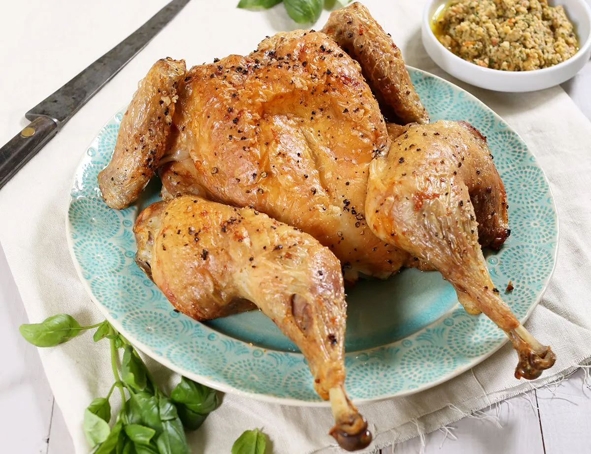 Spatchcock Roast Chicken Breadcrumbs