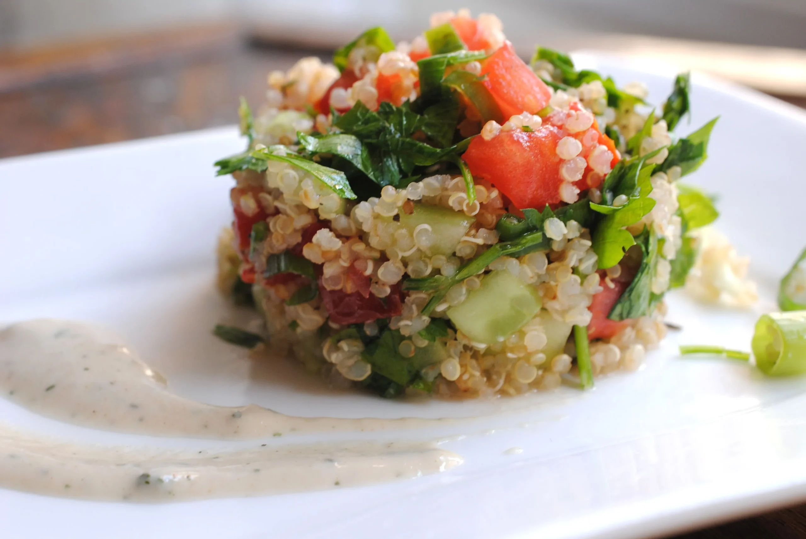 Speedy Quinoa Tabouleh with Tahini Dressing