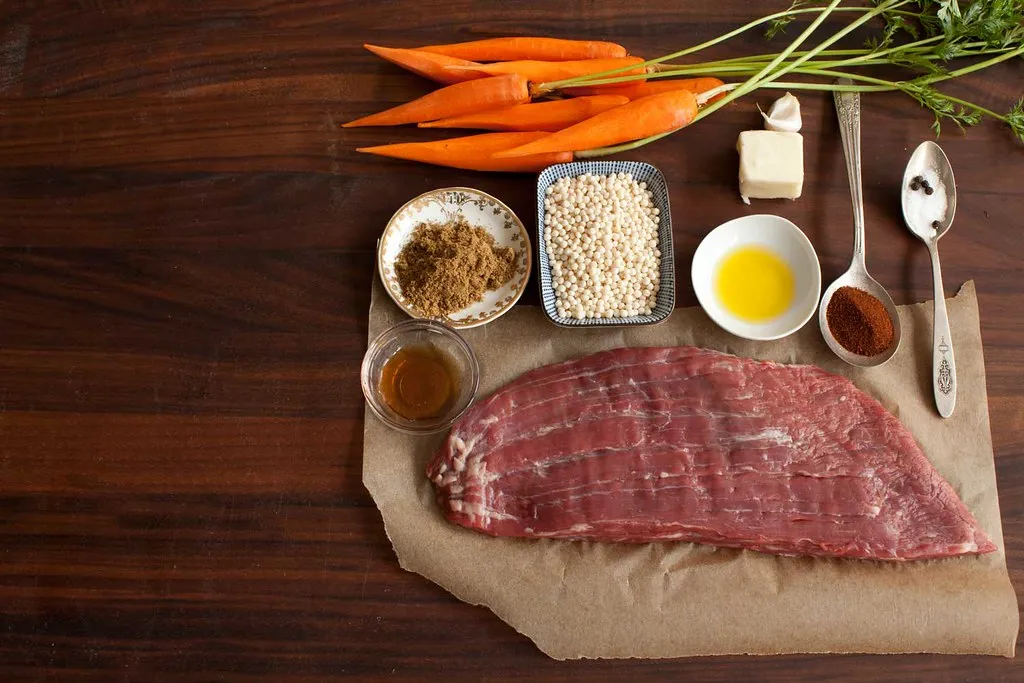Spice Rubbed Steak with Roasted Carrots and Israeli Couscous