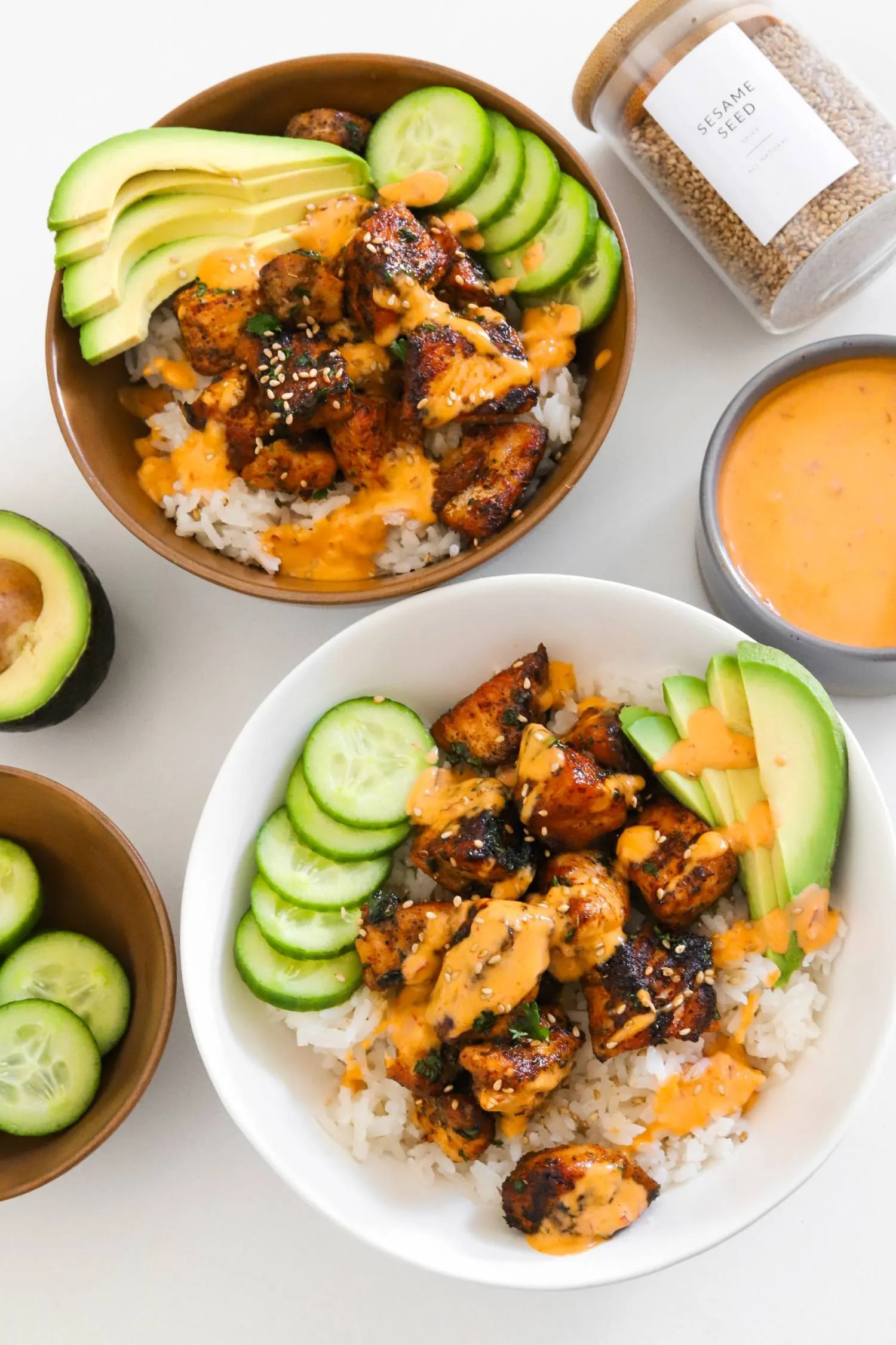 Spicy Salmon Rice Bowls