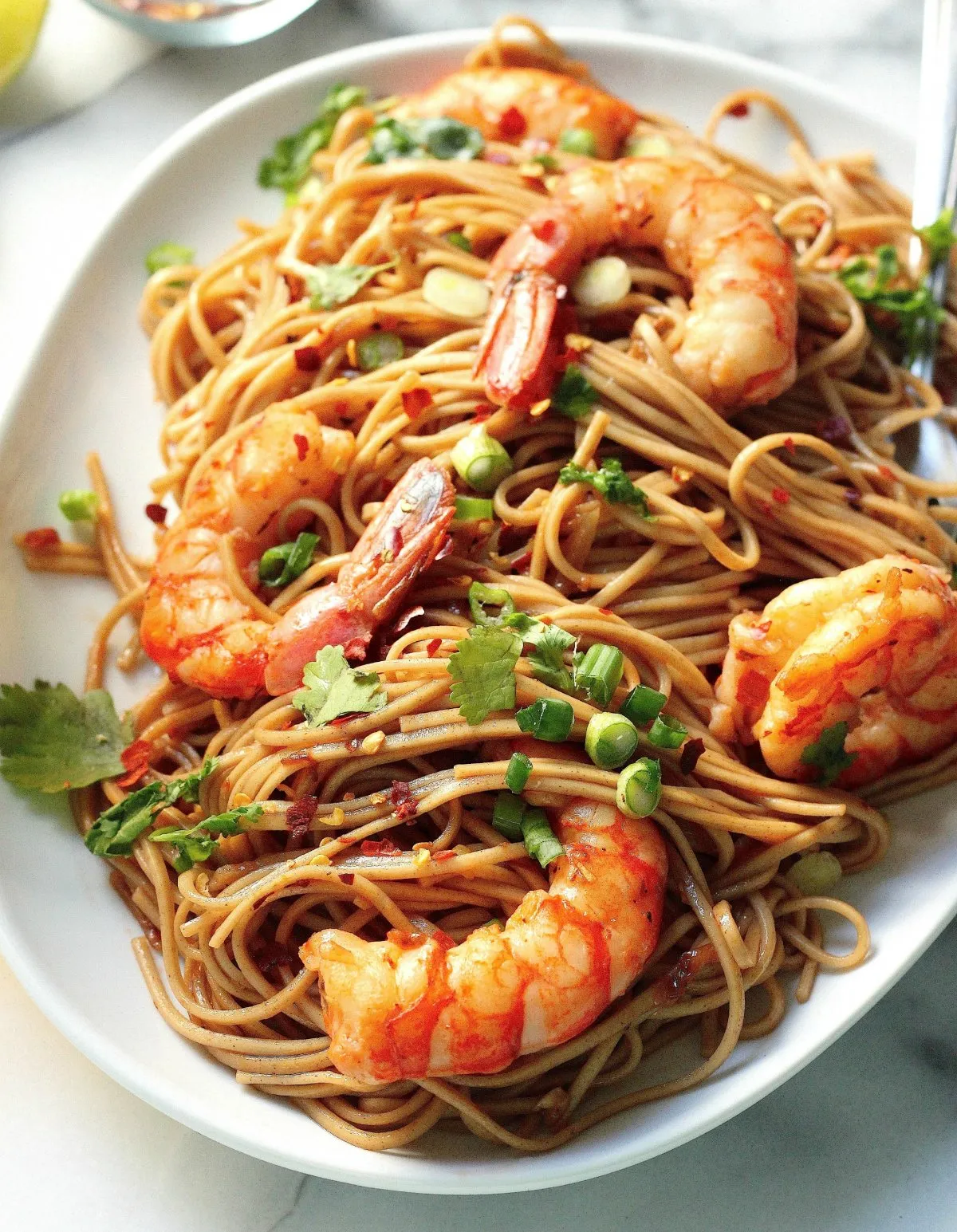 Spicy Shrimp Soba Noodle Stir Fry