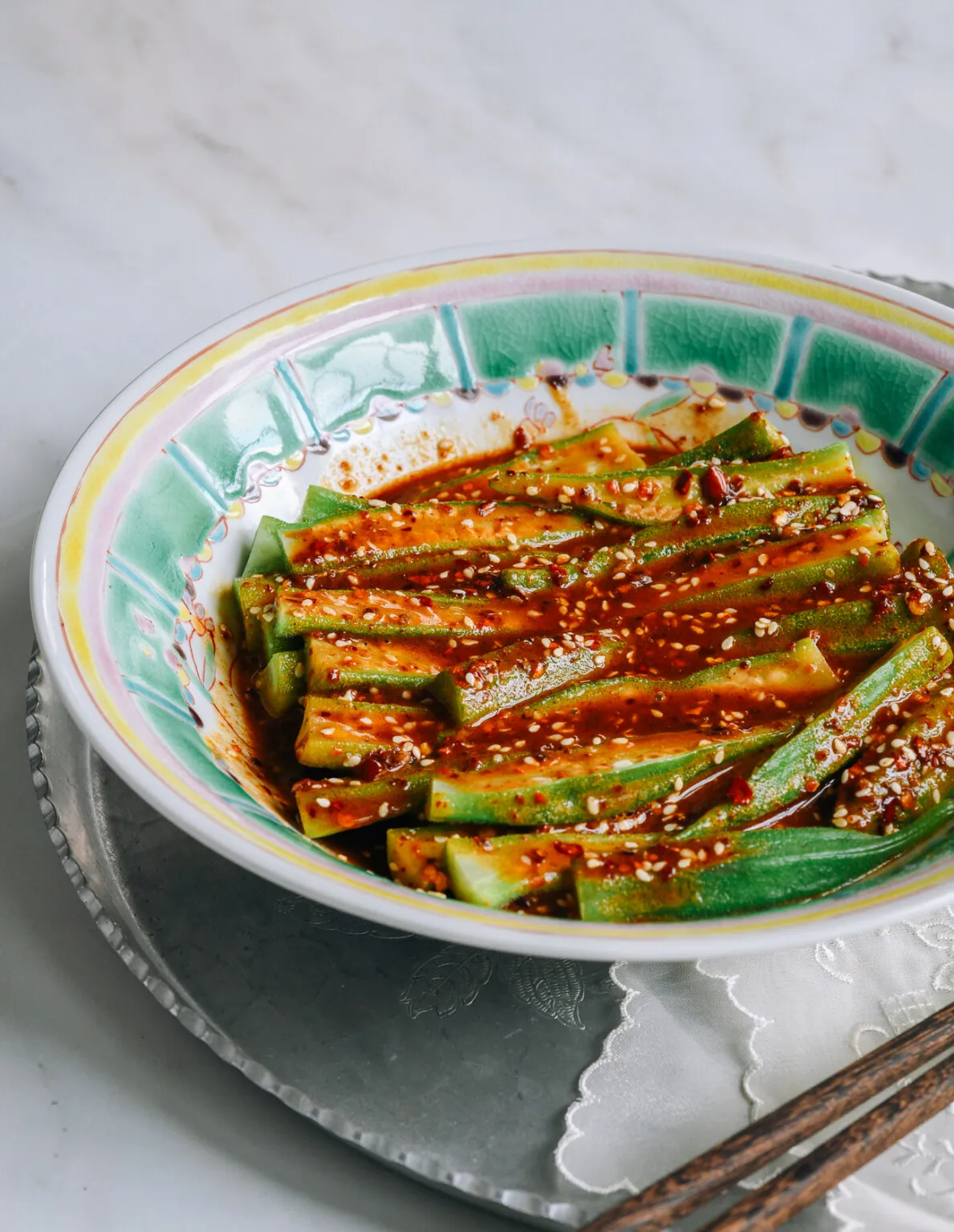 Spicy Sichuan Okra Salad