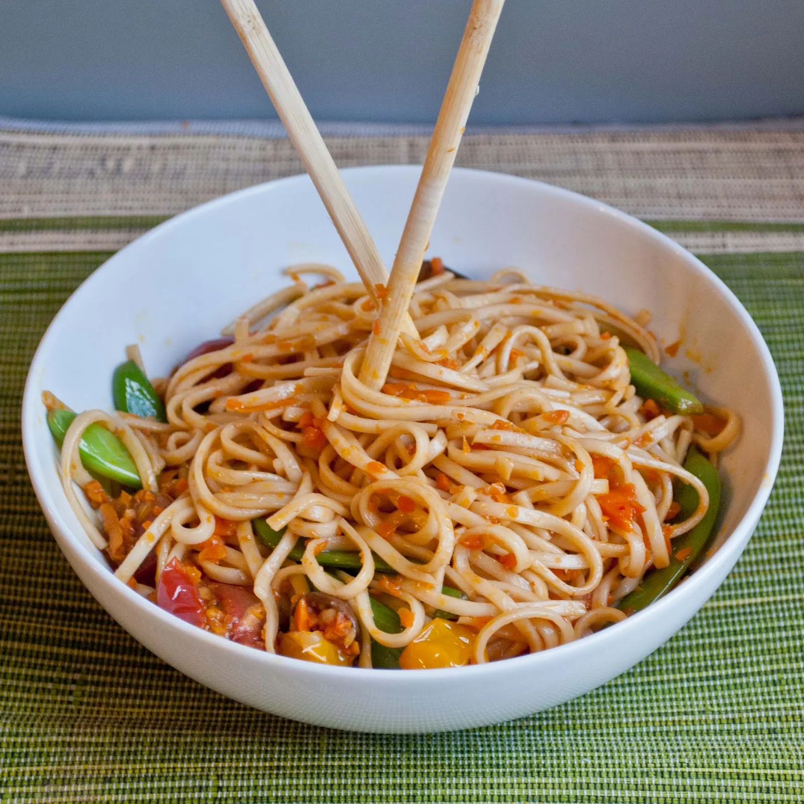 Spicy Tofu Udon Noodle Bowl