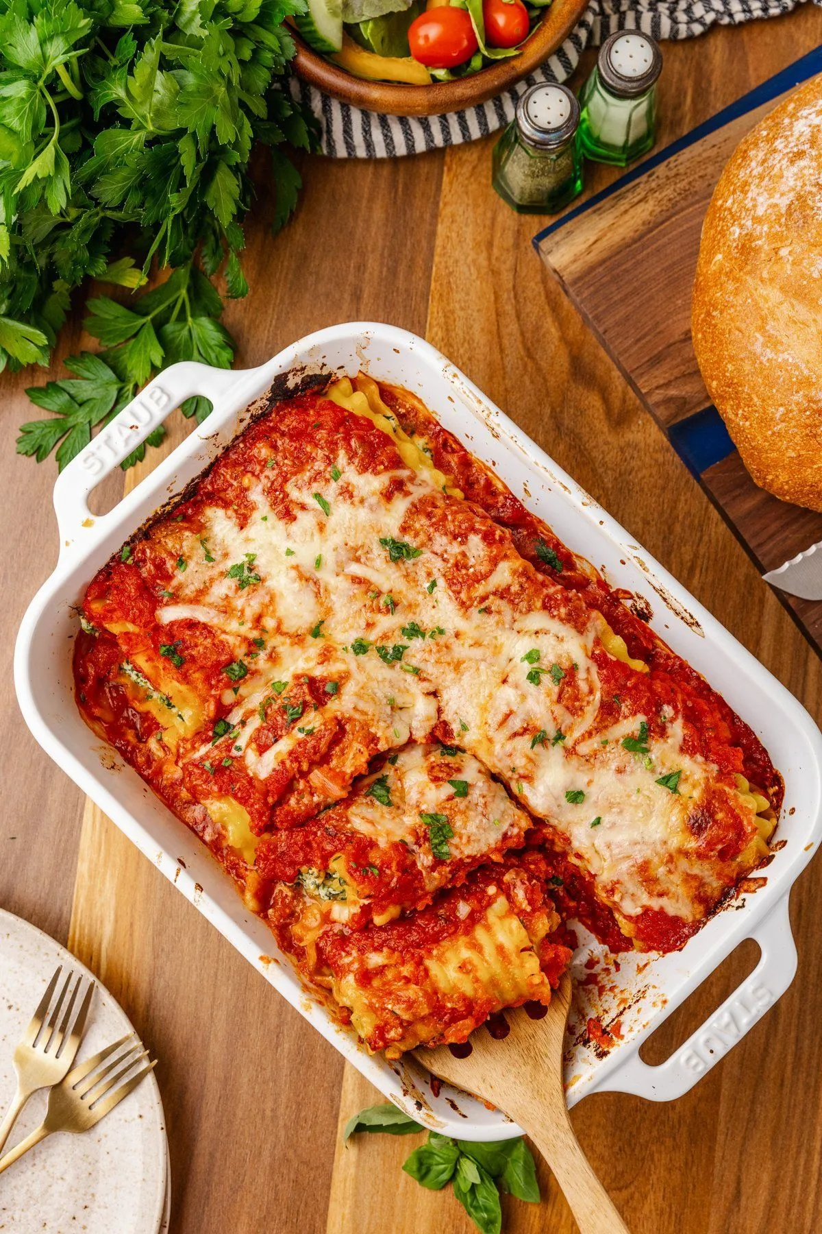Spinach Four Cheese Lasagna Roll Ups