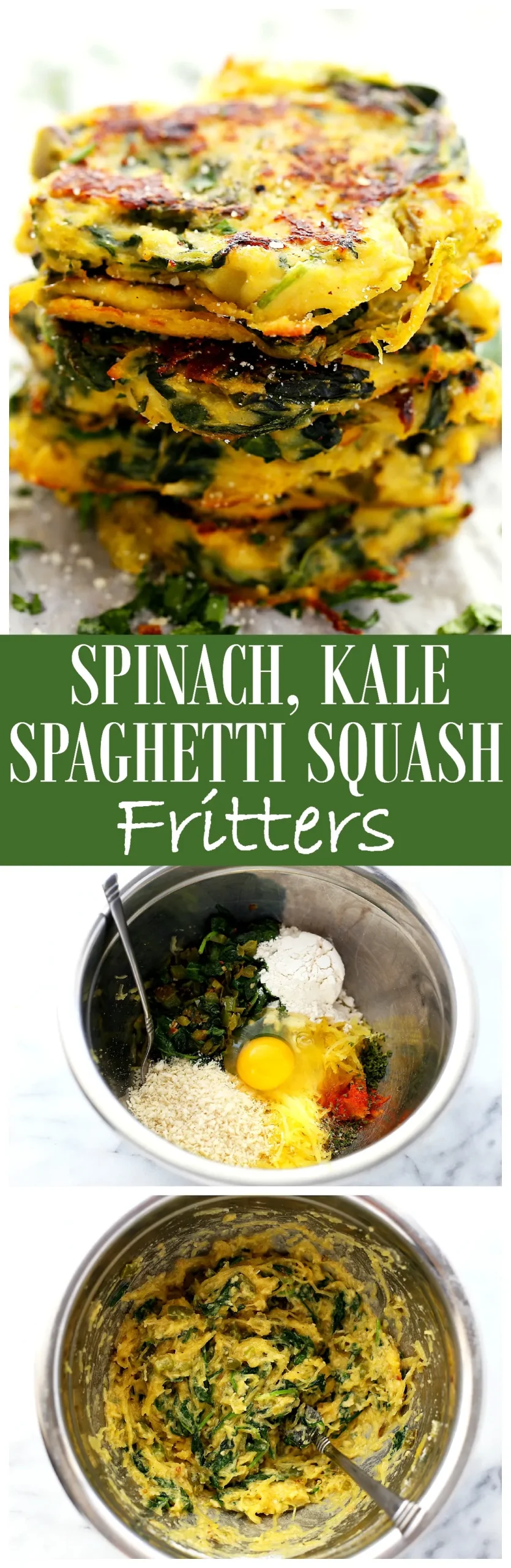Spinach Kale and Spaghetti Squash Fritters