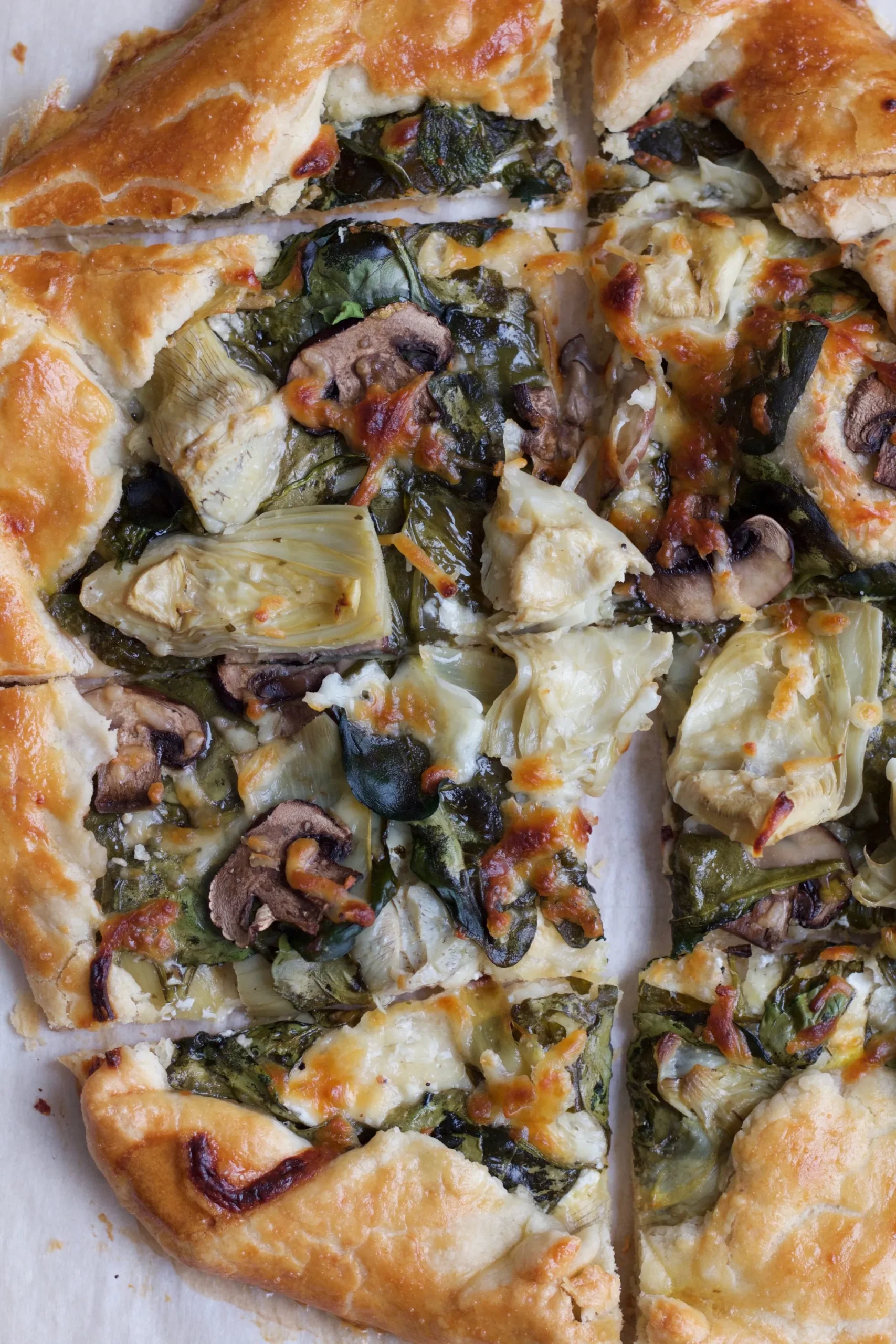 Spinach Mushroom Artichoke Galette