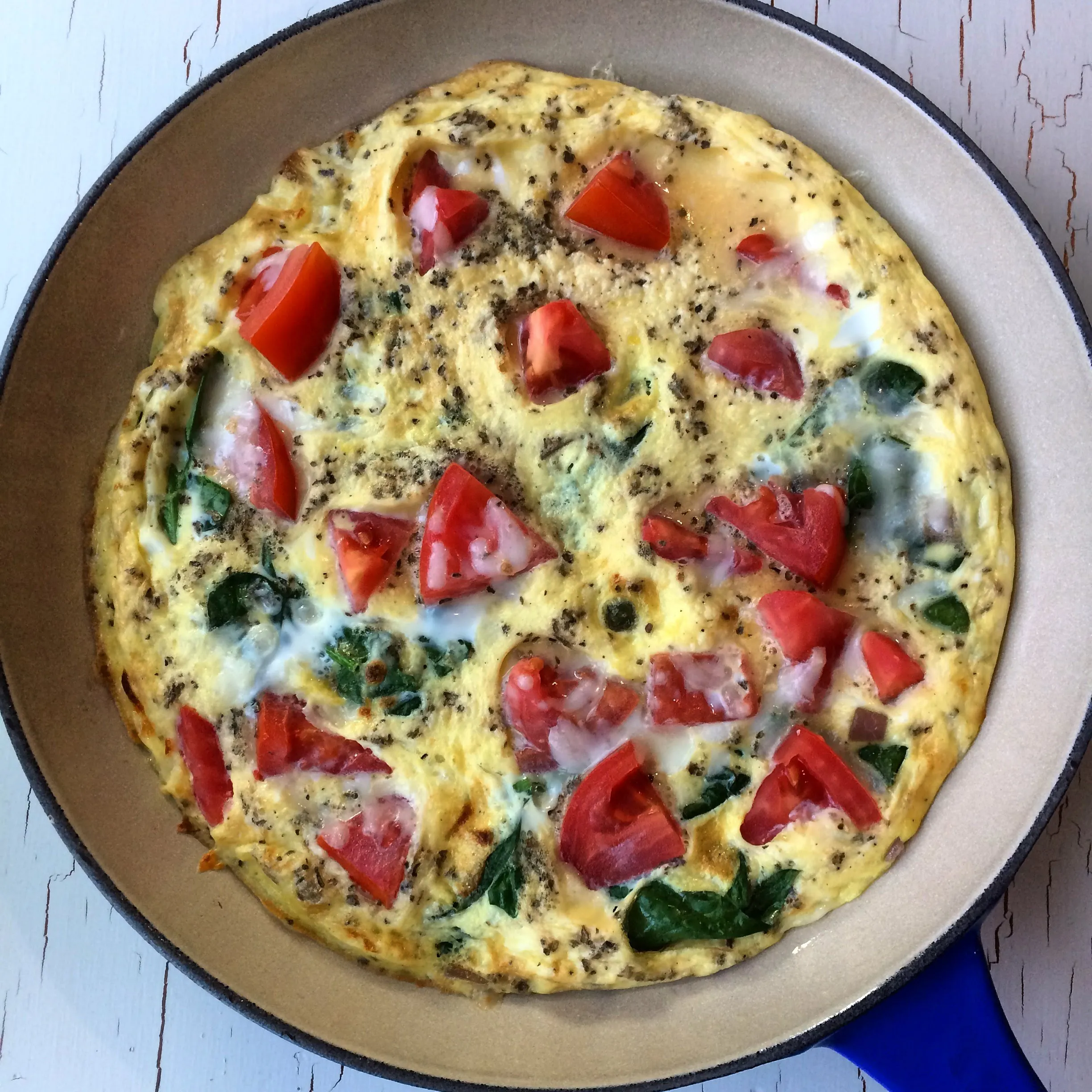 Spinach Tomato and Turkey Ham Frittata