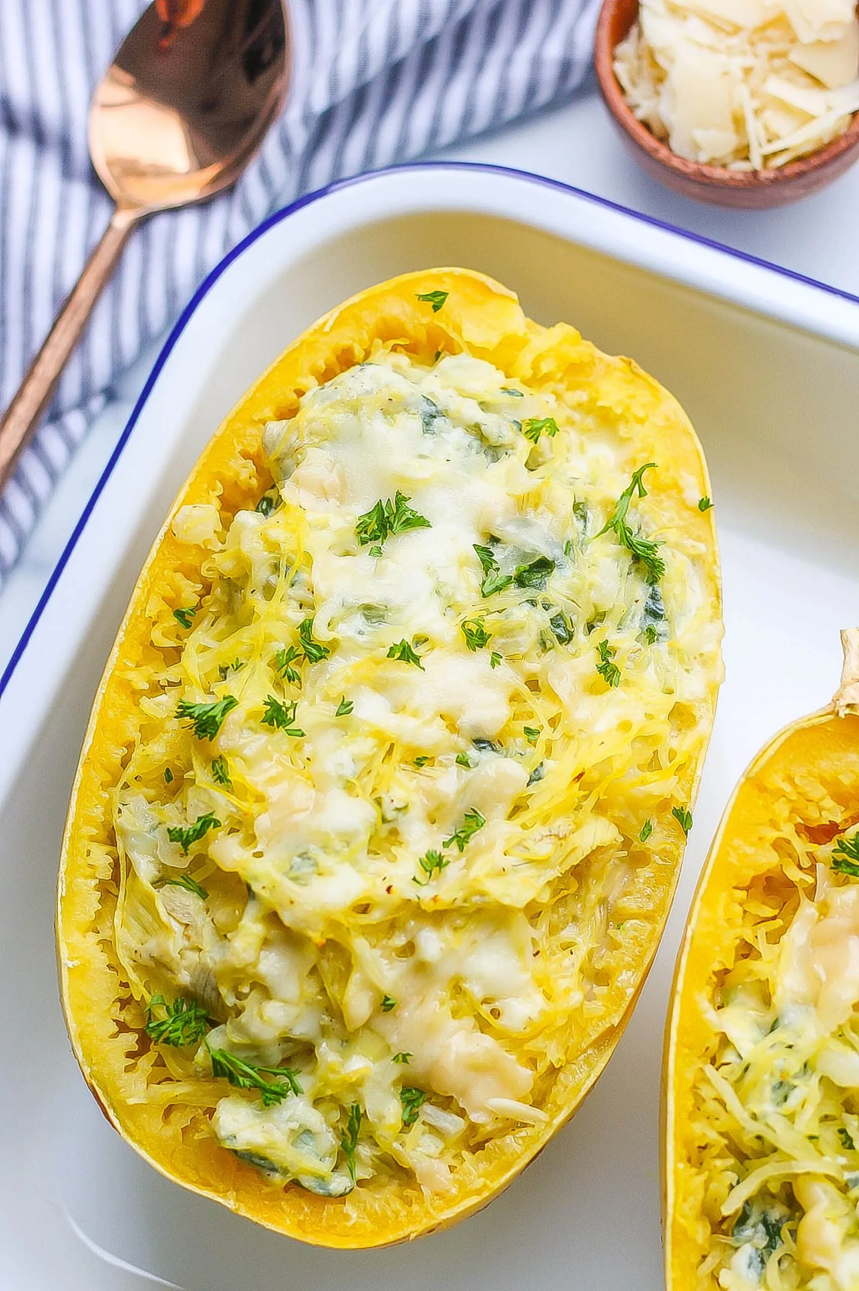 Spinach and Artichoke Stuffed Spaghetti Squash