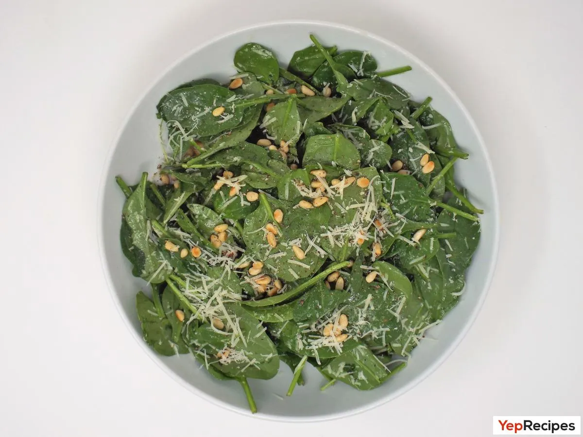 Spinach with Sour Cream and Toasted Pine Nuts