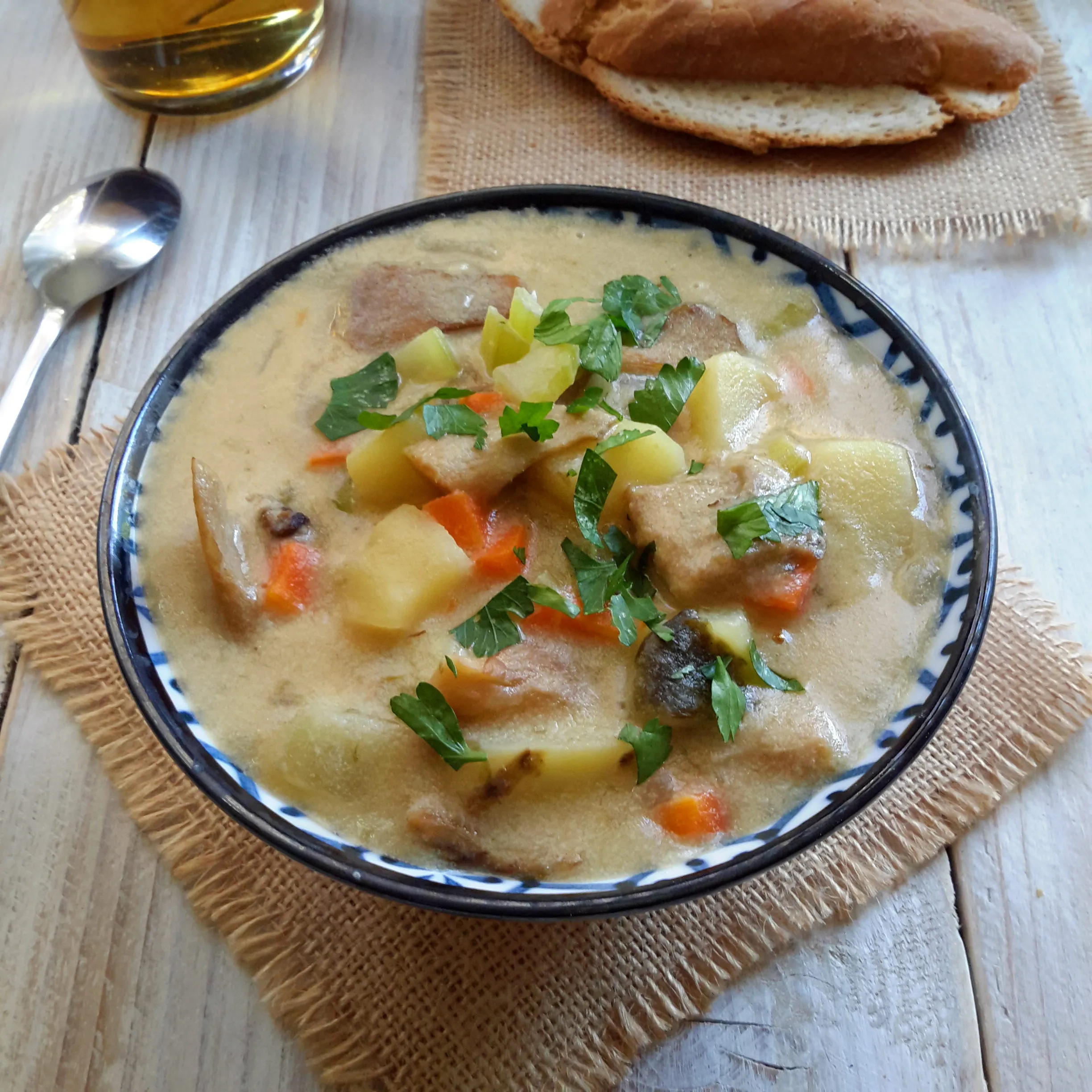 Split Pea and Oyster Mushroom Soup