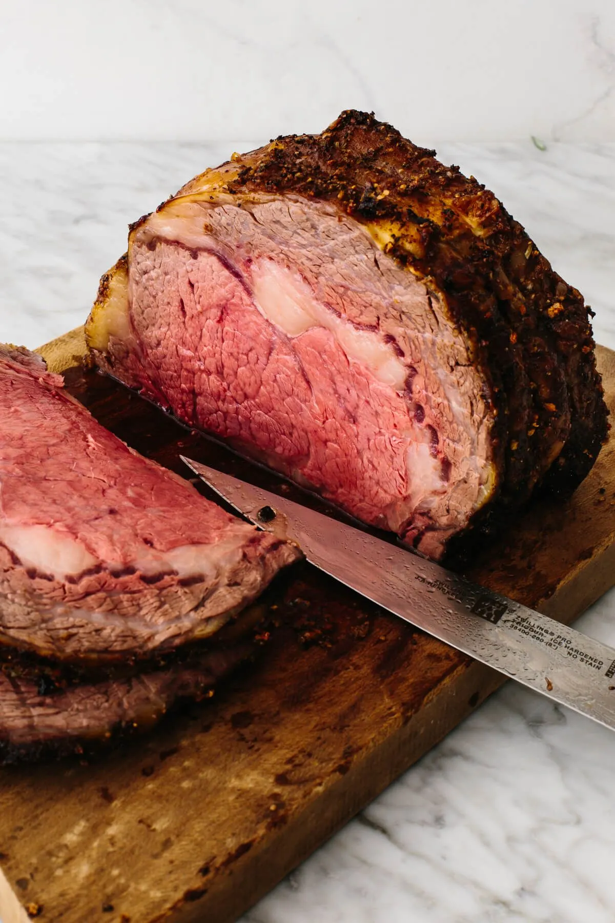 Standing Rib Roast with Garlic Blue Cheese