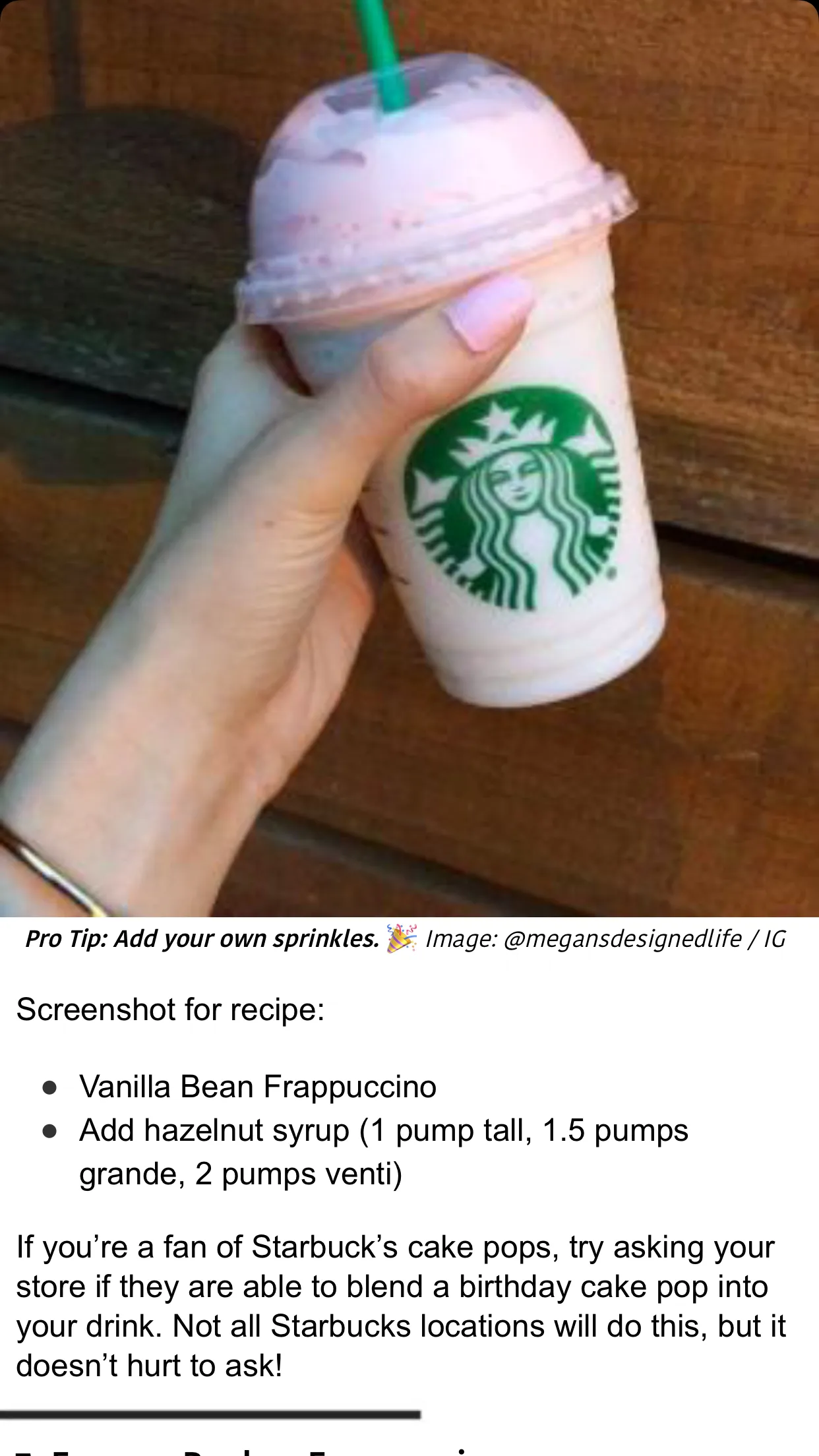 Starbucks Secret Menu Coffee Cake Frappuccino