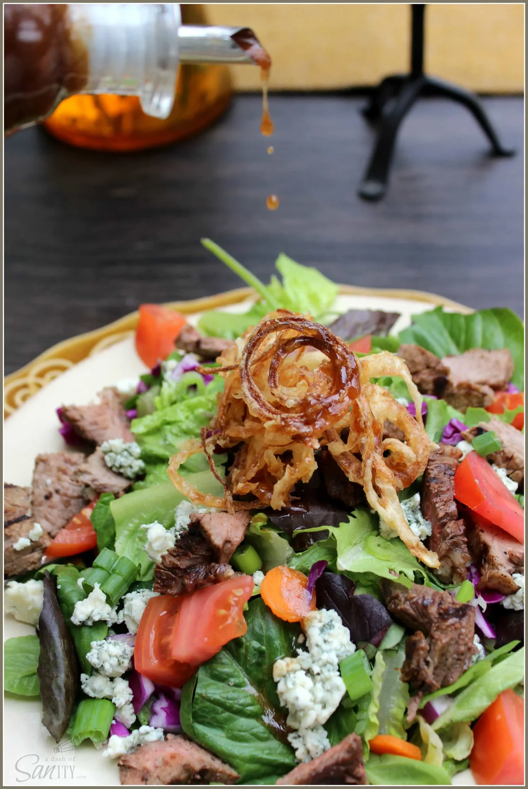 Steak Blue Cheese Salad with Ginger Balsamic Vinaigrette