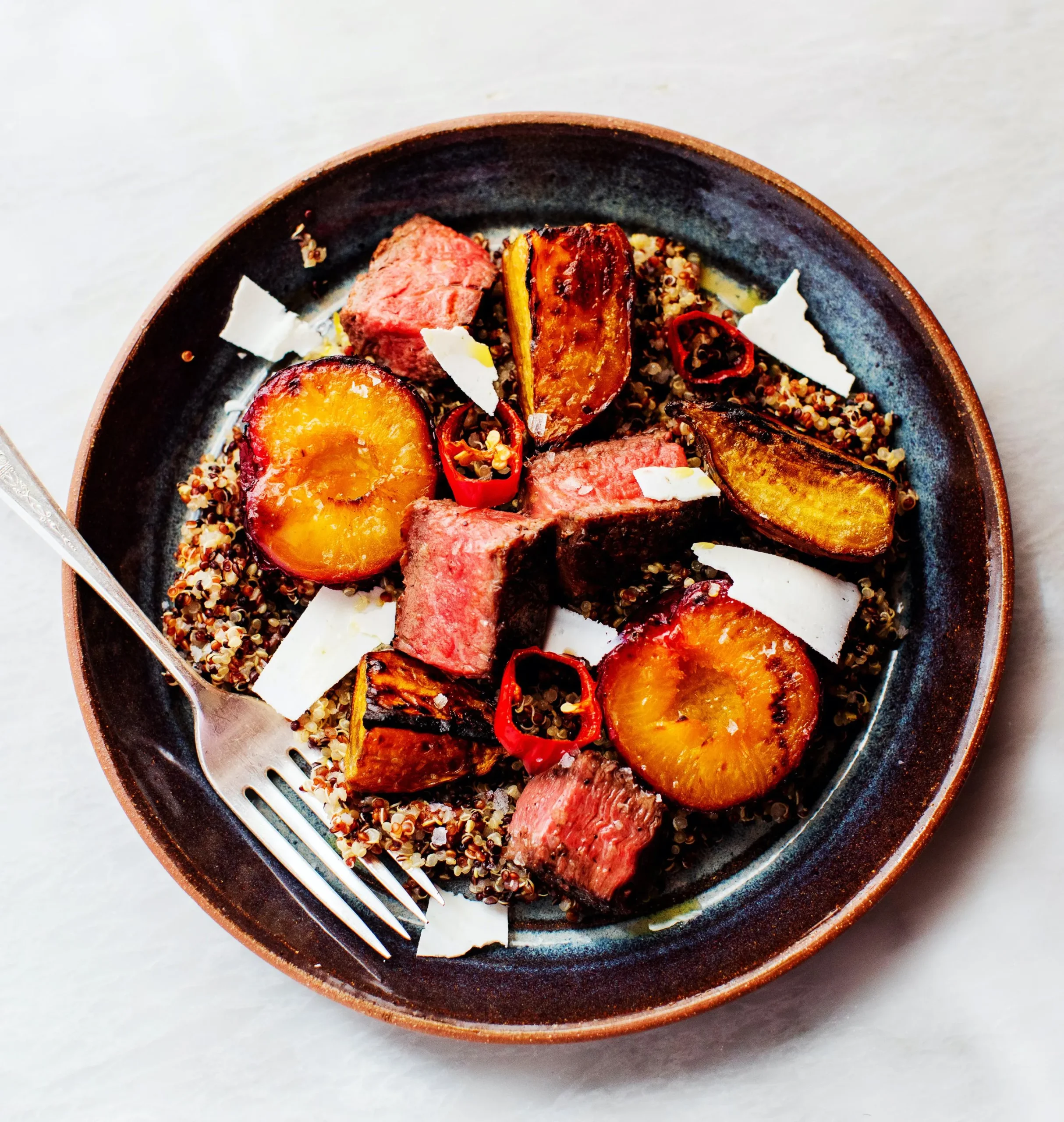 Steak Quinoa Salad with Charred Plums