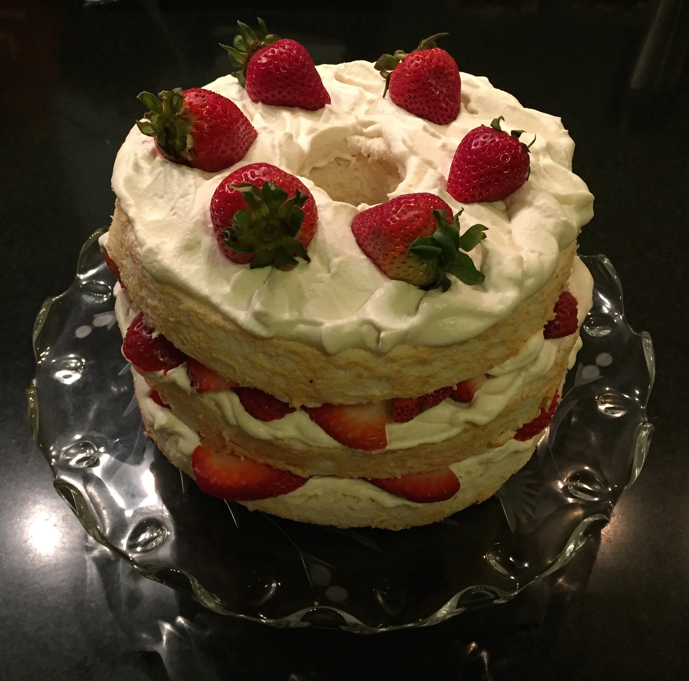 Strawberries and Cream Angel Food Cake