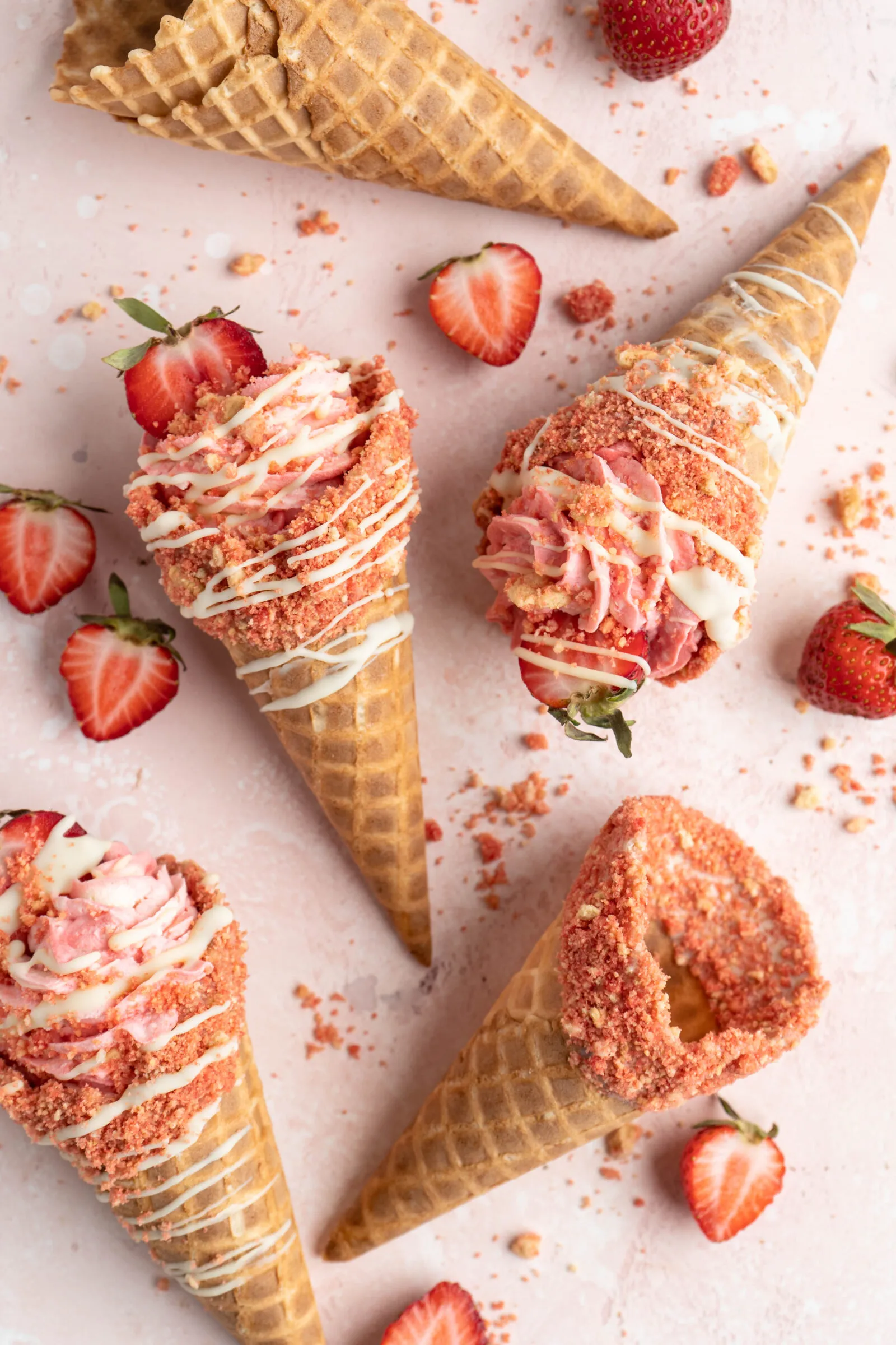 Strawberry Cheesecake Waffle Cones
