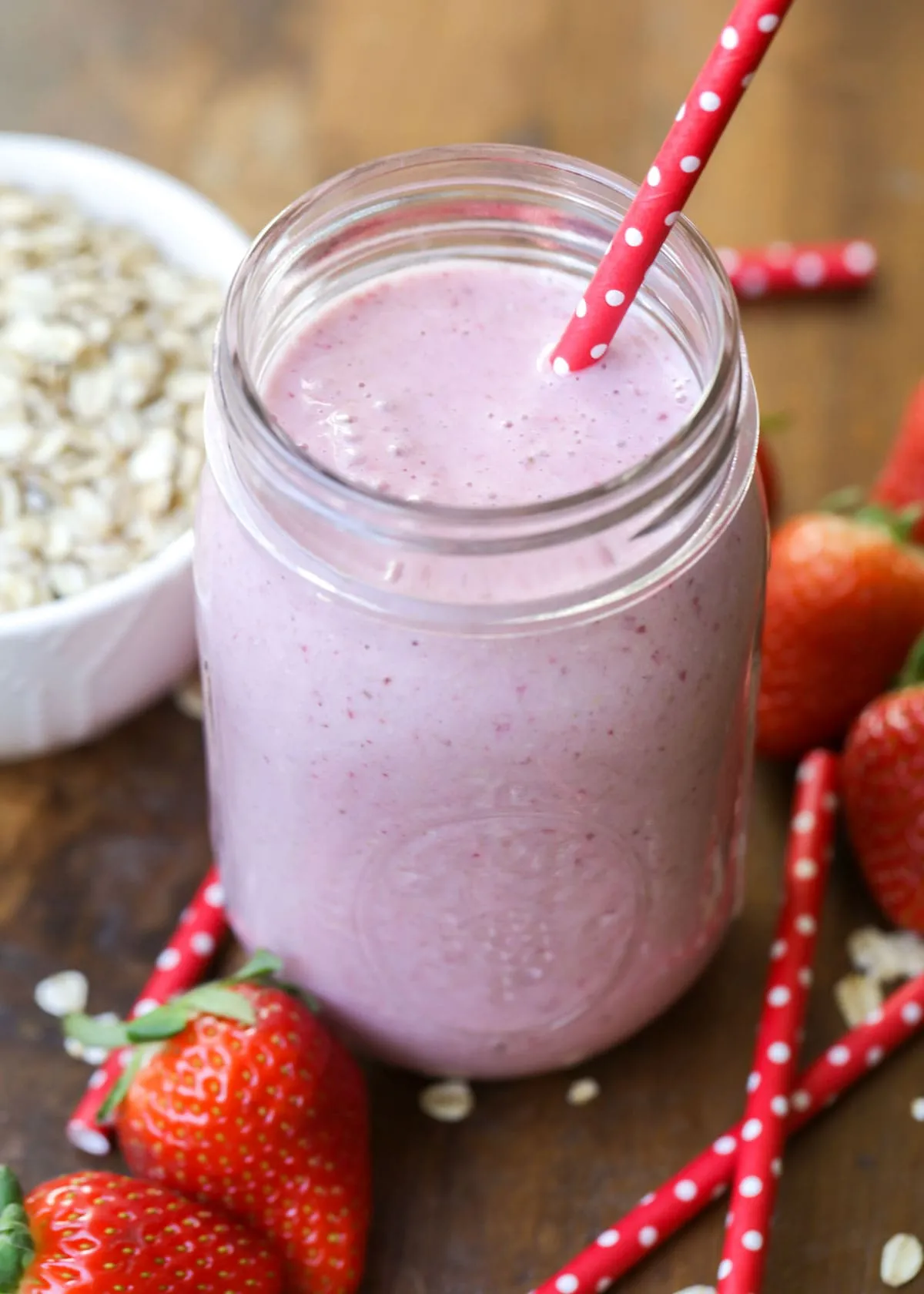 Strawberry Rose Oats Breakfast Smoothie