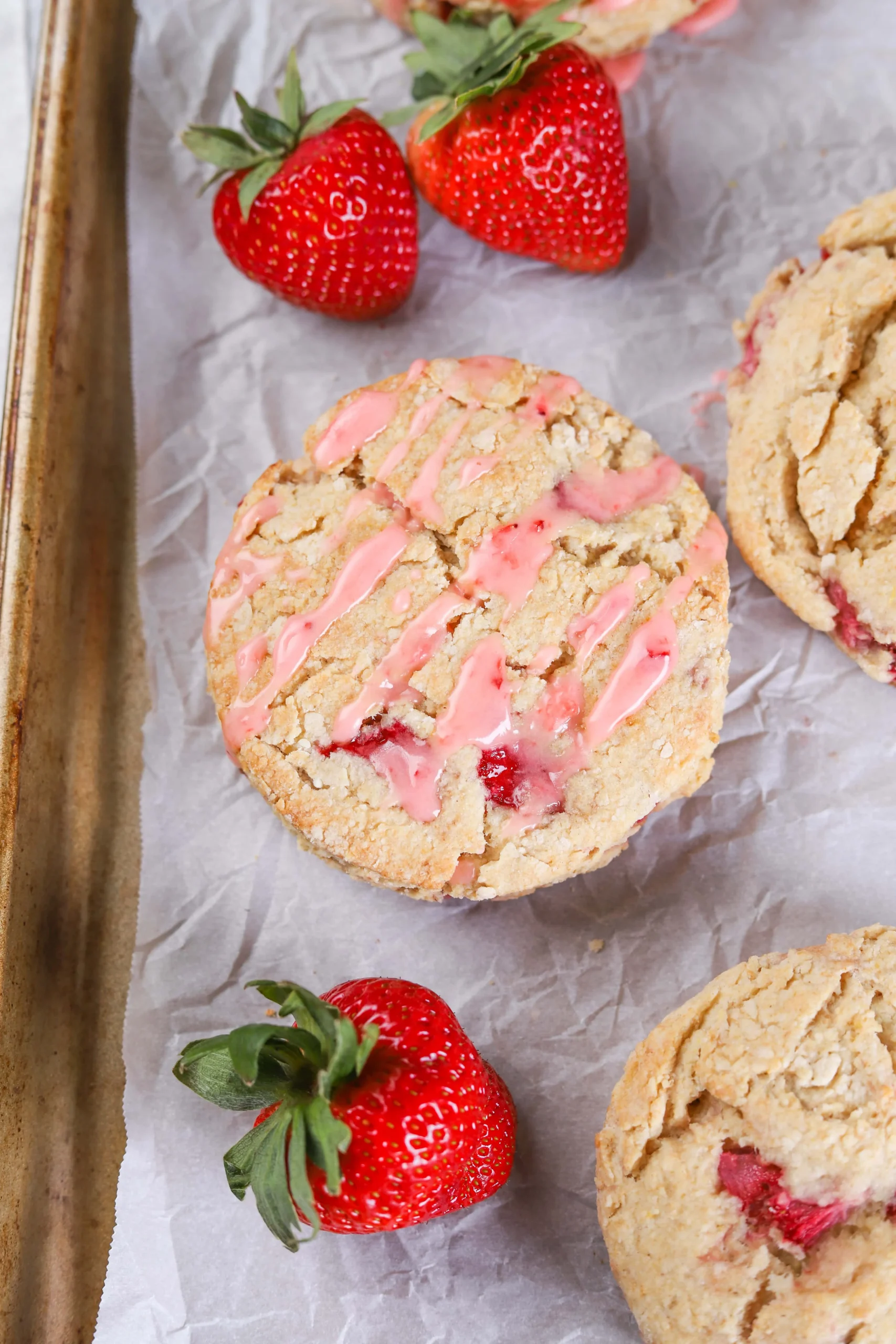 Strawberry Scones with Lemon Glaze