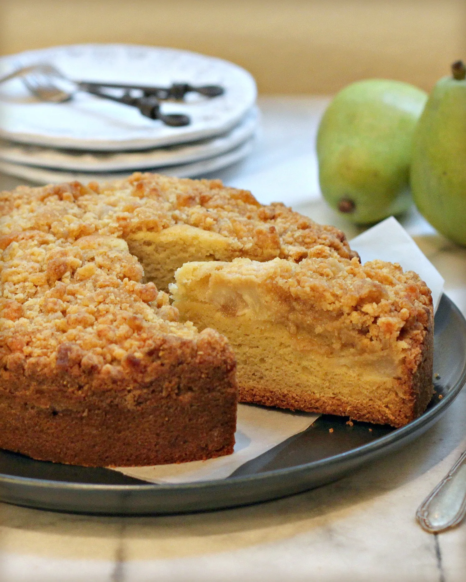 Streusel and Cream Pear Kuchen